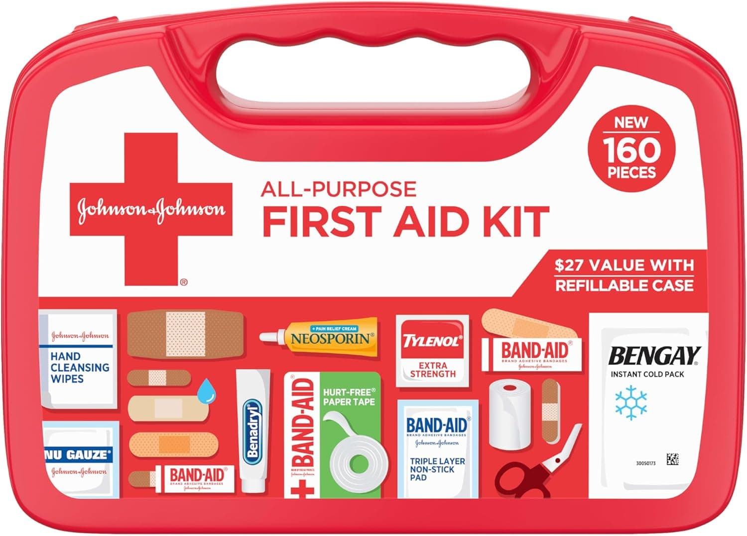 All-Purpose Portable Compact First Aid Kit for Minor Cuts, Scrapes, Sprains & Burns, Perfect for Home, Car, Travel, Camping Essentials & Outdoor Emergency Kit, 160 Pieces