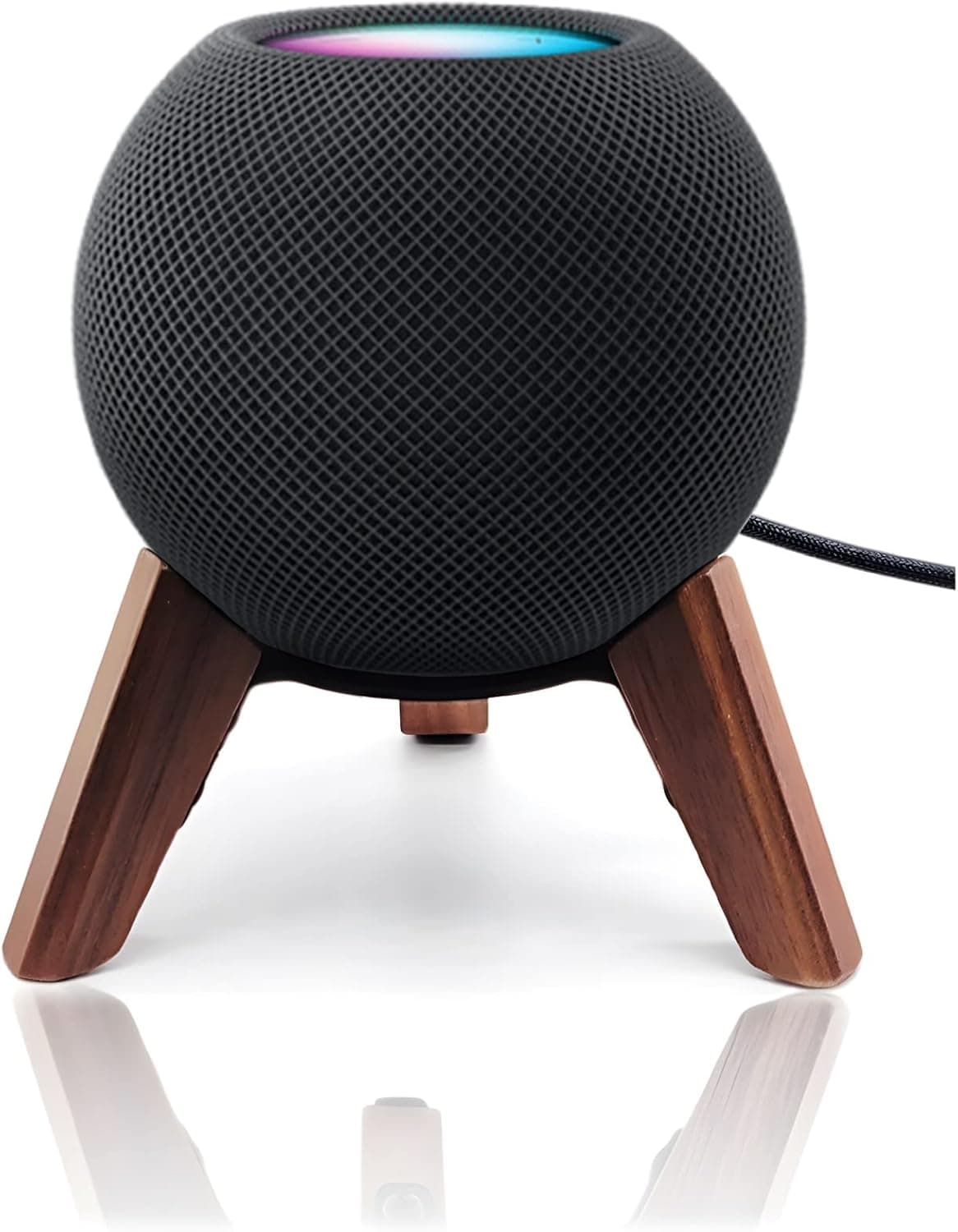 Real Wood Stand for Homepod mini(2020 Released), Wooden Holder Tripod with Metal Frame,Safe Stable Mount with Anti-Slip Silicone pad Protects Home pod mini Speaker Well (Color:Walnut)