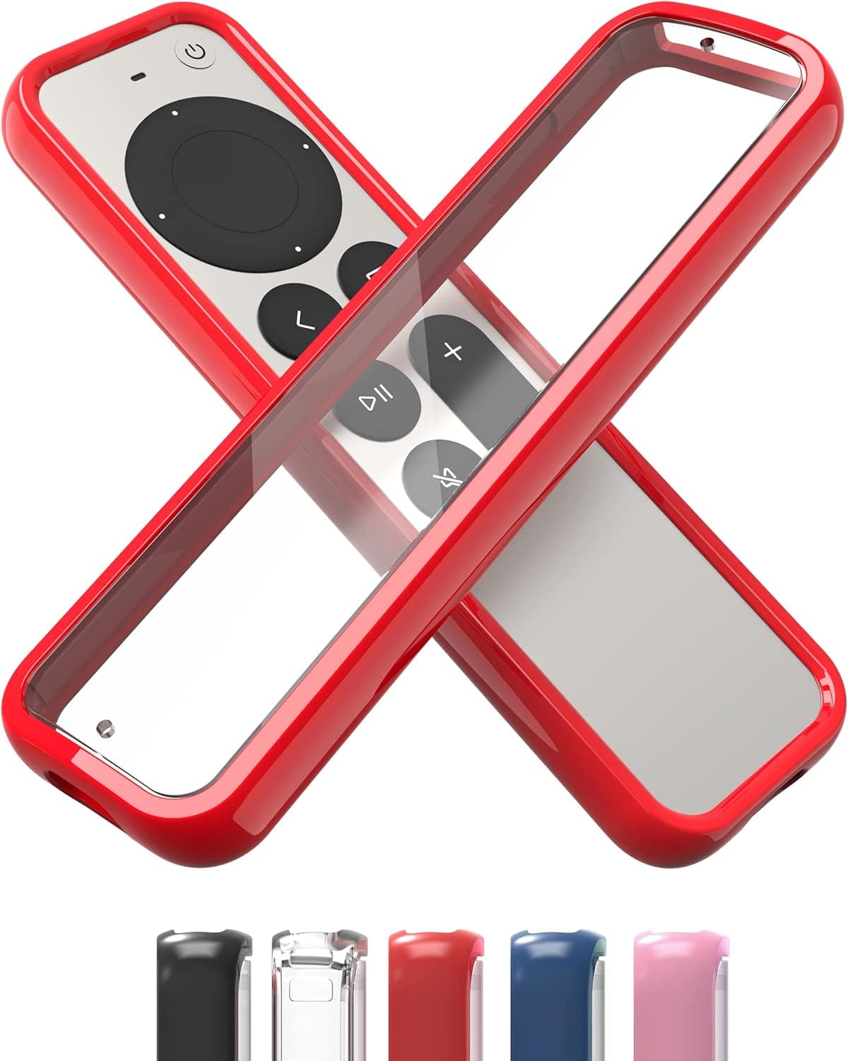 TotalMount Air Rim Case for Apple TV Remotes – Slim, Hybrid Apple TV Remote Case with Ultimate Drop Protection – Red Perimeter Cover & Clear Back