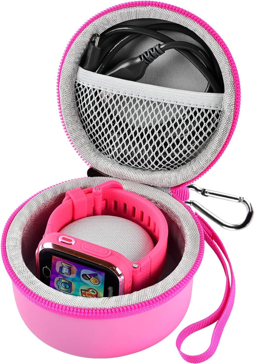Case Compatible with Vtech KidiZoom Smartwatch DX4, DX2, DX3, for Little Tikes Tobi/for Watch 2/ for Gizmo Watch, Kids Watches Carrying Storage Box for Accessories with Mesh Pocket (Bag Only) (Pink)