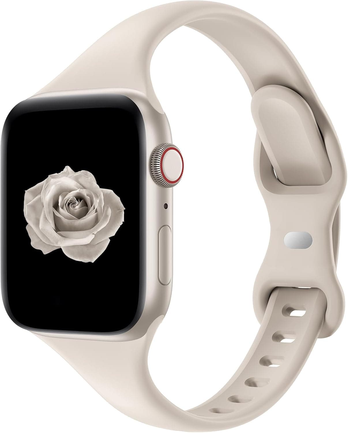 Thin Slim Band Compatible with Apple Watch 38mm 40mm 41mm 42mm 44mm 45mm 46mm 49mm, Replacement Silicone Sport Strap for iWatch Series 11/10/9/8/7/6/5/4/3/2/1 Ultra SE Women Men, Starlight