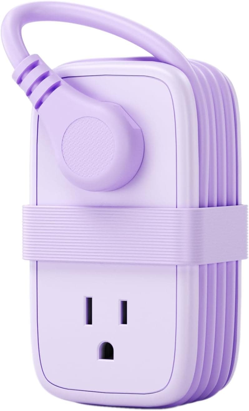 NTONPOWER Purple Travel Power Strip,Travel Essentials 4 Outlets 3 USB(1 C) with 4FT Wrapped Extension Cord Flat Plug, Cruise Essentials 2026 for Hotel Travel Cruise Essentials
