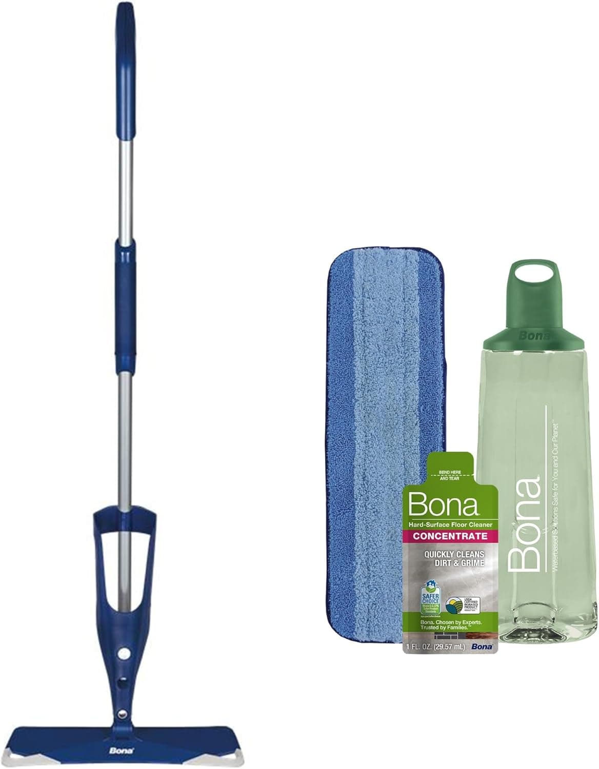 Bona Multi-Surface Floor Premium Spray Mop - Includes Multi-Surface Floor Cleaner Concentrate and Machine Washable Microfiber Cleaning Pad - For Stone, Tile, Laminate and Vinyl LVT/LVP Floors