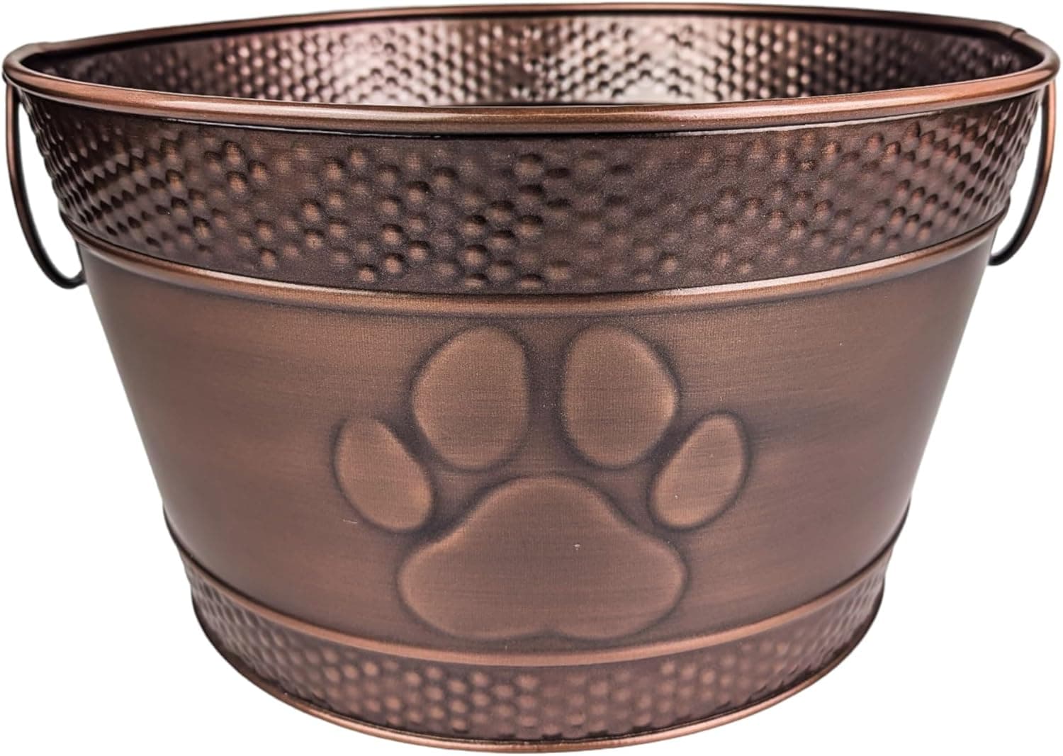 BREKX Metal Indestructible Dog Toy Bin - Storage Bin with Handles, Farmhouse Organizer Storage Basket for Pet Toys, Blankets, Leashes - Home Decor (Lead-Free Copper)