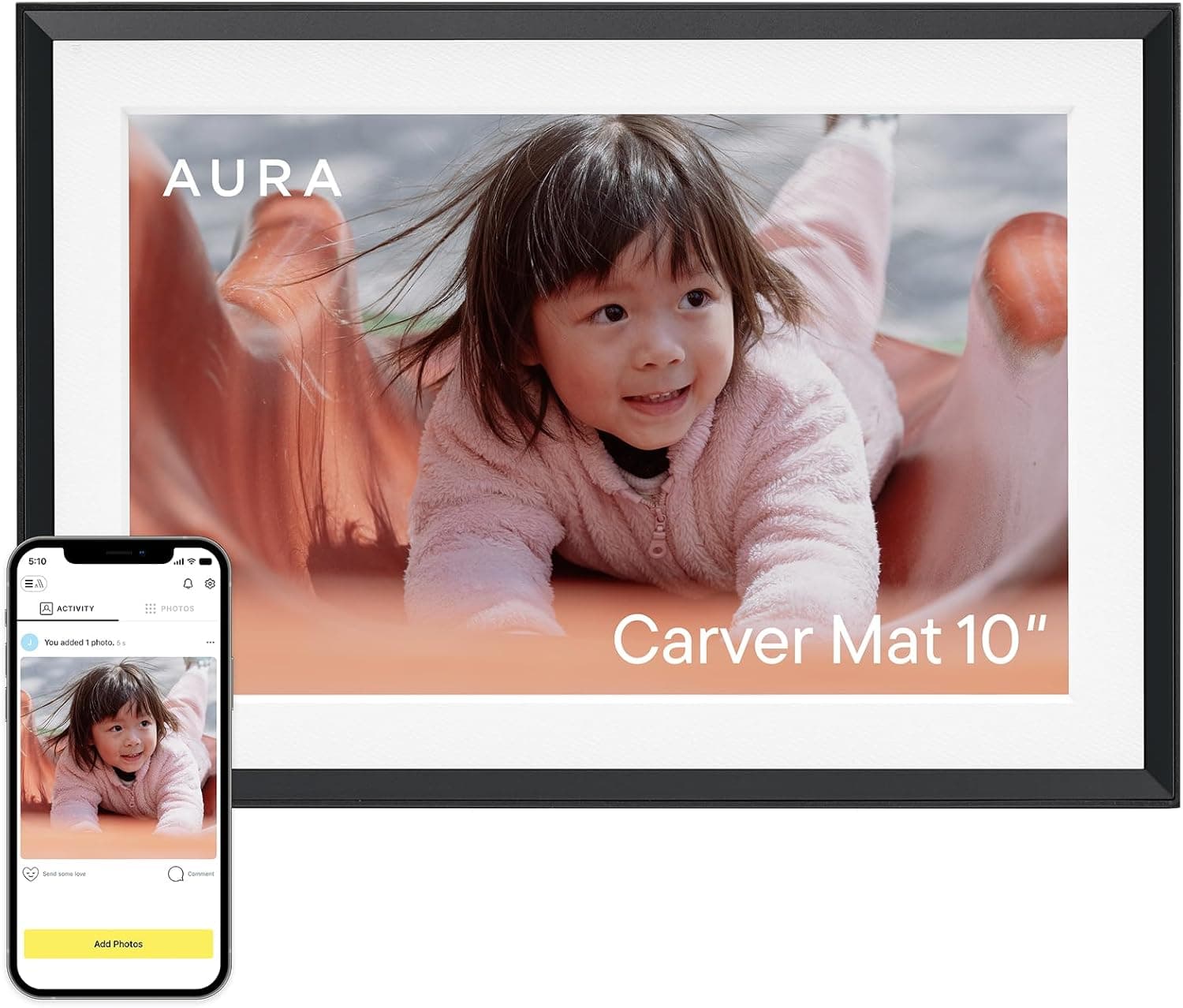 Aura Digital Picture Frame - 10.1" HD Mat Display | Wirecutter's Best Digital Frame for Gifting | Text Photos Directly to Your Frame from Anywhere | Quick & Easy Setup Over WiFi - Free App | No Fees