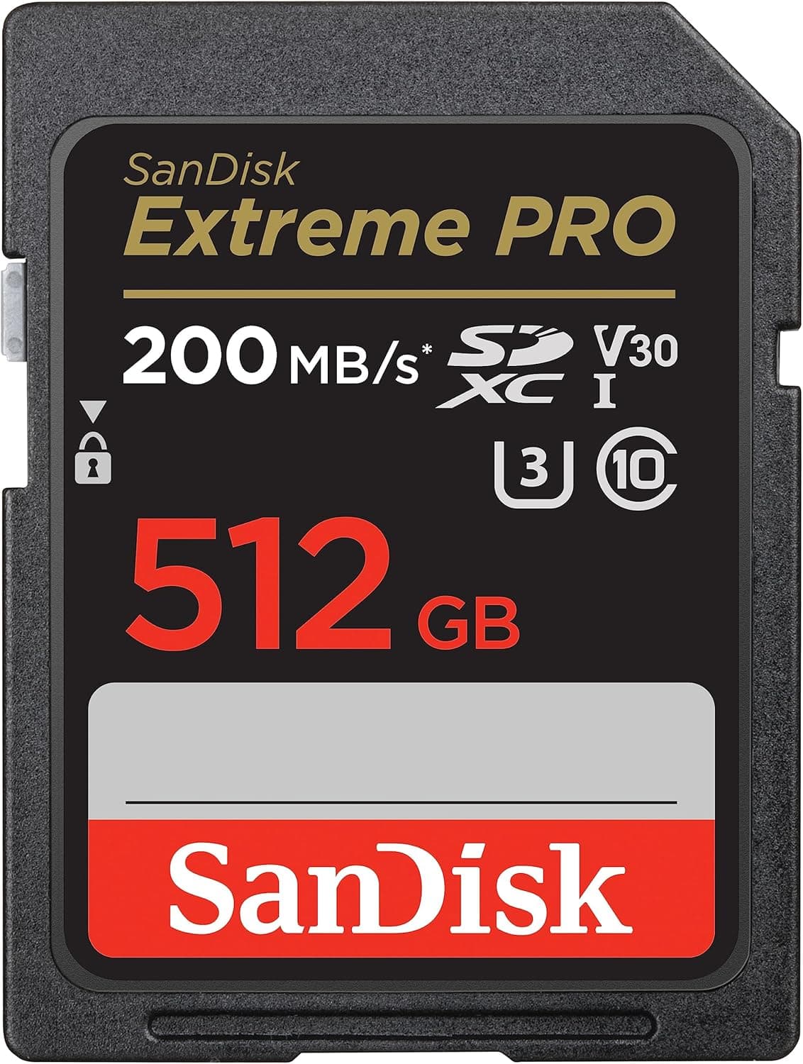 SanDisk 512GB Extreme PRO SDXC UHS-I Memory Card - C10, U3, V30, 4K UHD, SD Card - SDSDXXD-512G-GN4IN, Dark gray/Black