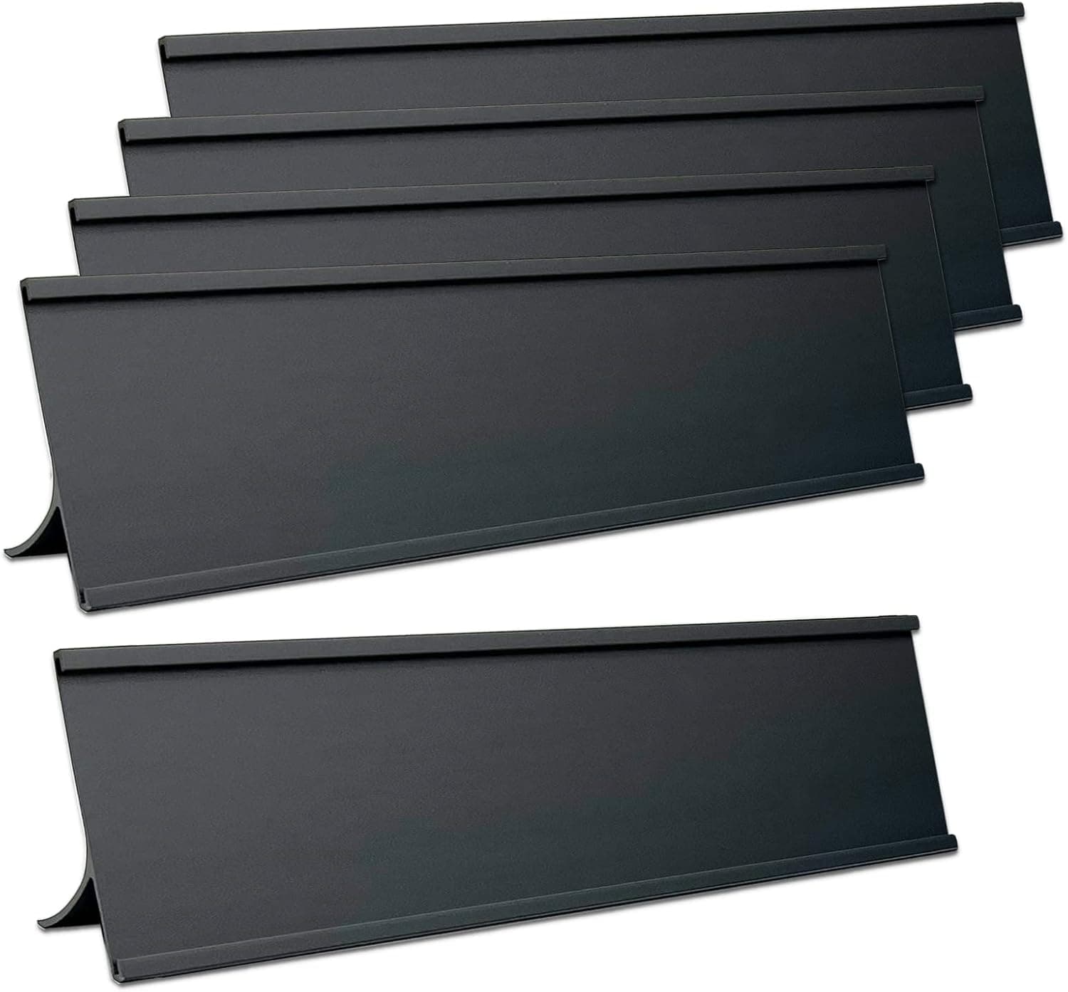 5 Pack 2" x 8" Aluminum Desk Name Plate Holders,Office Business Desk Sign Holder for Meeting Room or Other Business Event (Black)