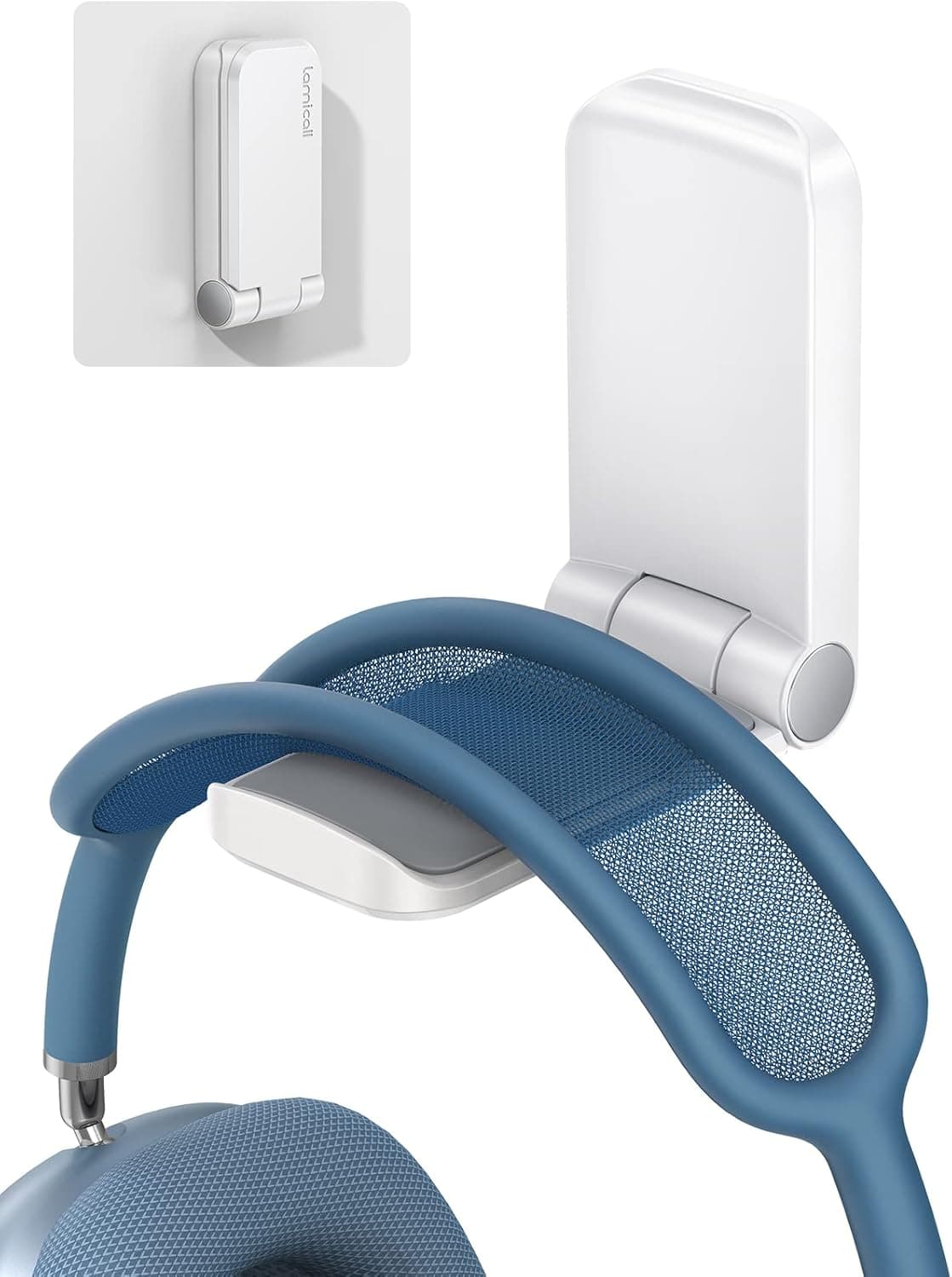 Lamicall Headphone Stand, Sticky Headset Hanger - Adhesive Headphone Holder Hook Mount, Headset Stand Holder Clip Under Desk, Earphone Clamp for Airpods Max, HyperX, Sennheiser, White