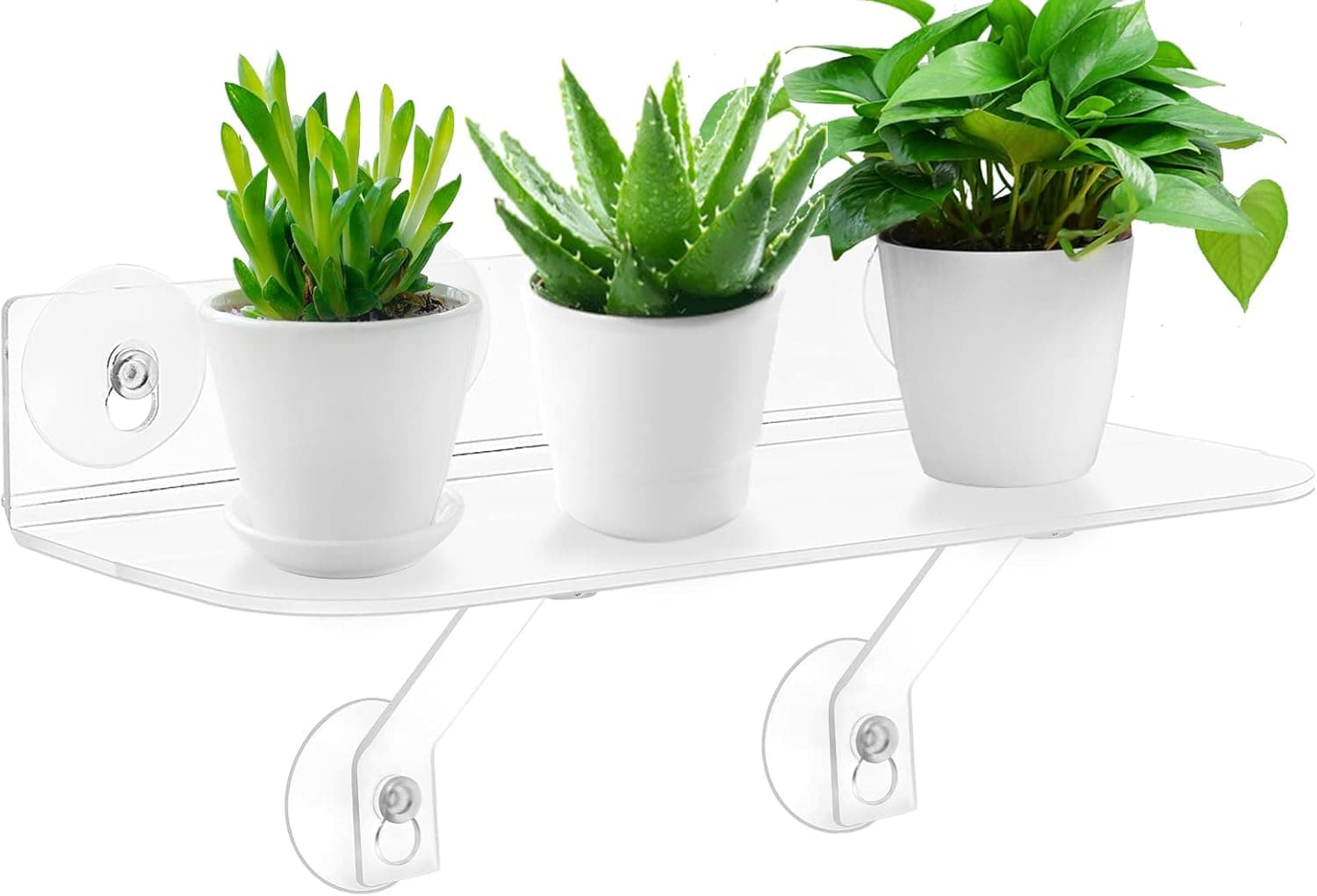 15 Inch Suction Cup Shelf for Plants Window, 6IN Extra Wide with Load-Bearing Brackets Window Shelf for Plants, Acrylic Sill Extender for Growing Herbs, Micro Vegetables, Succulents, Clear-1