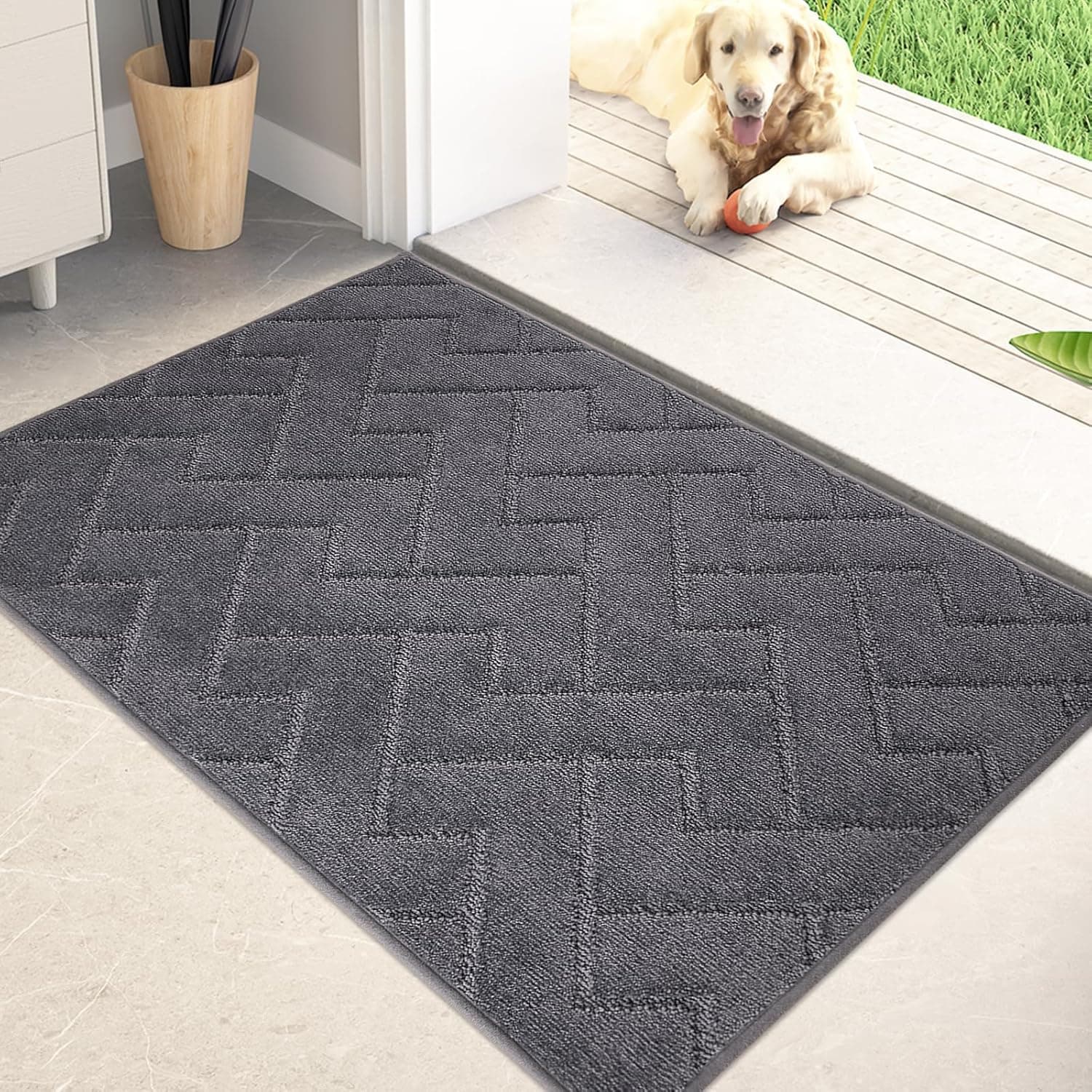 PURRUGS Dirt Trapping Door Mat 20" x 31.5", Non-Slip Machine Washable Entry Rug, Shoe Scraper, Dog Doormat, Super Absorbent Welcome Mat for Front & Back Door, Muddy Wet Shoes & Paws