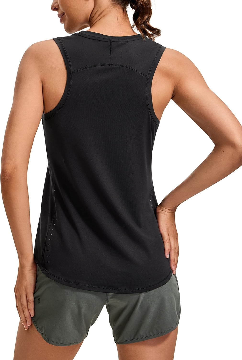 CRZ YOGA Lightweight Workout Tank Tops for Women - Athletic Running Sleeveless Shirts Racerback High Neck T-Shirt