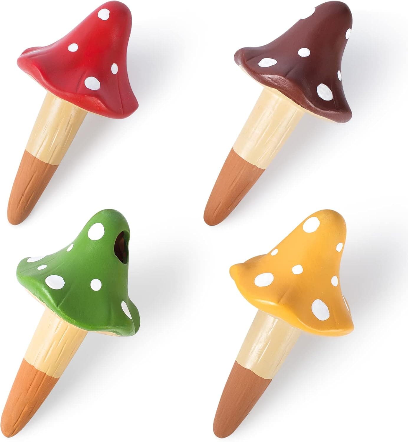 Self Watering Spikes Mushroom Shaped Plant Watering Globes Irrigation Terracotta Watering Device Garden Waterer for Indoor Outdoor Plant 4 Packs