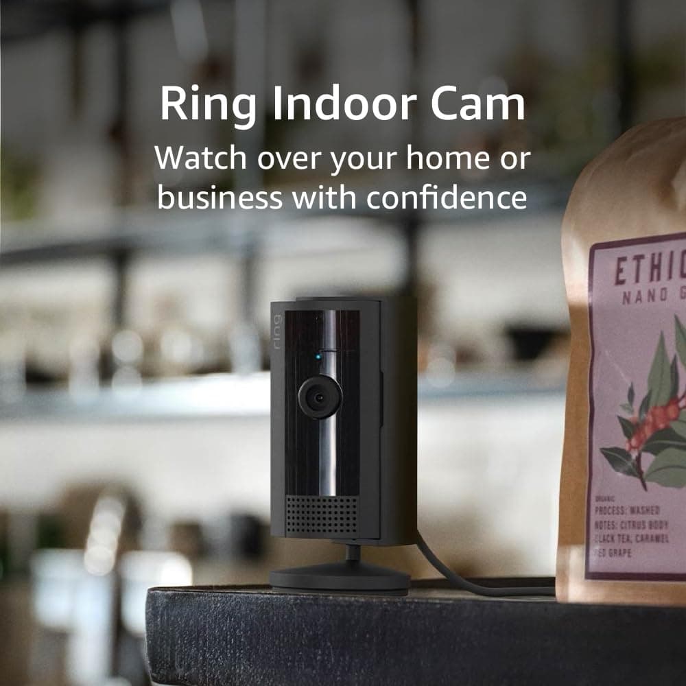 Ring Indoor Cam, Home or business security in 1080p HD video, Black
