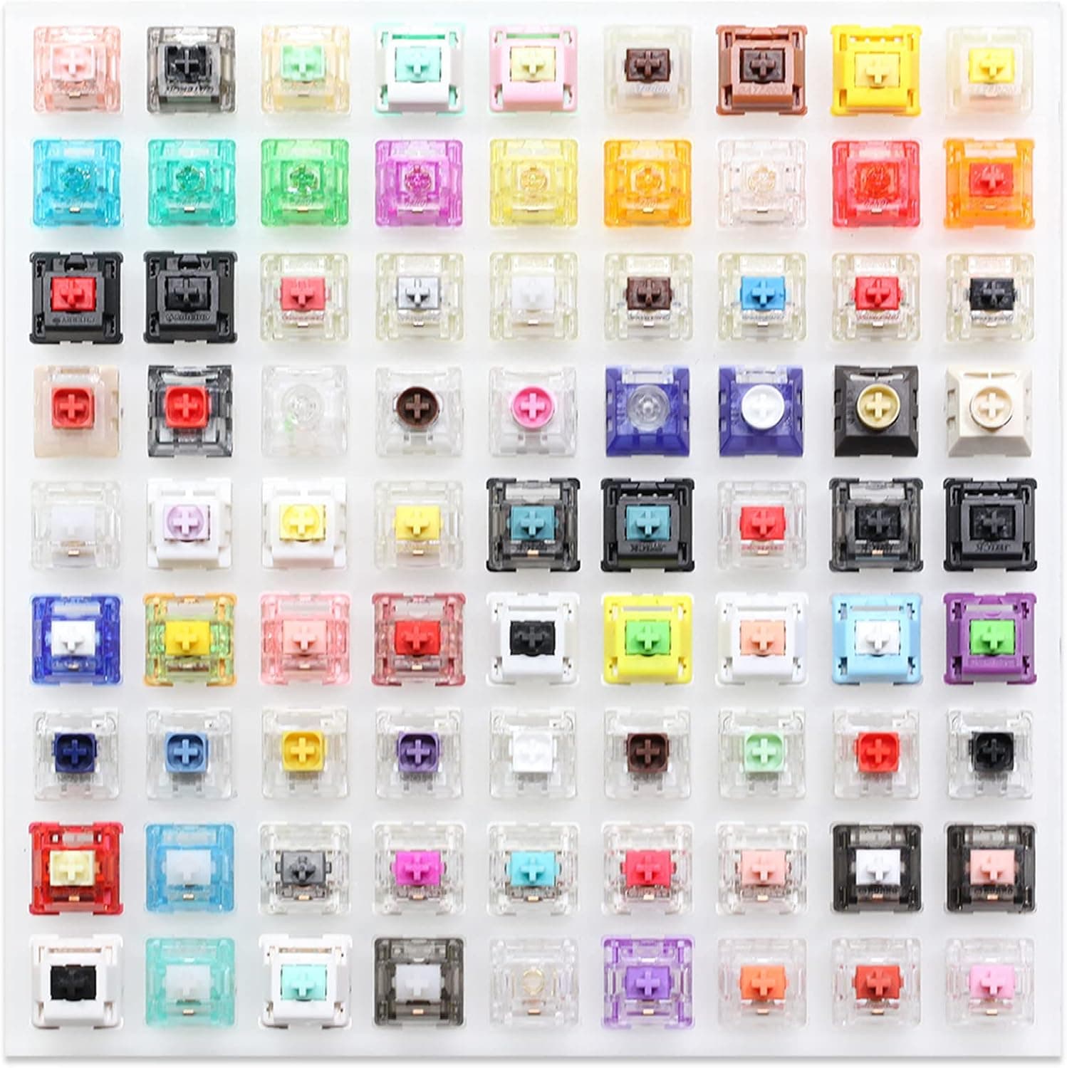 KPREPUBLIC New 81 Switch switches Tester with Acrylic Base Blank keycaps for Mechanical Keyboard Cherry kailh Box Candy gateron jwick lect (New 9x9 Switch Tester)