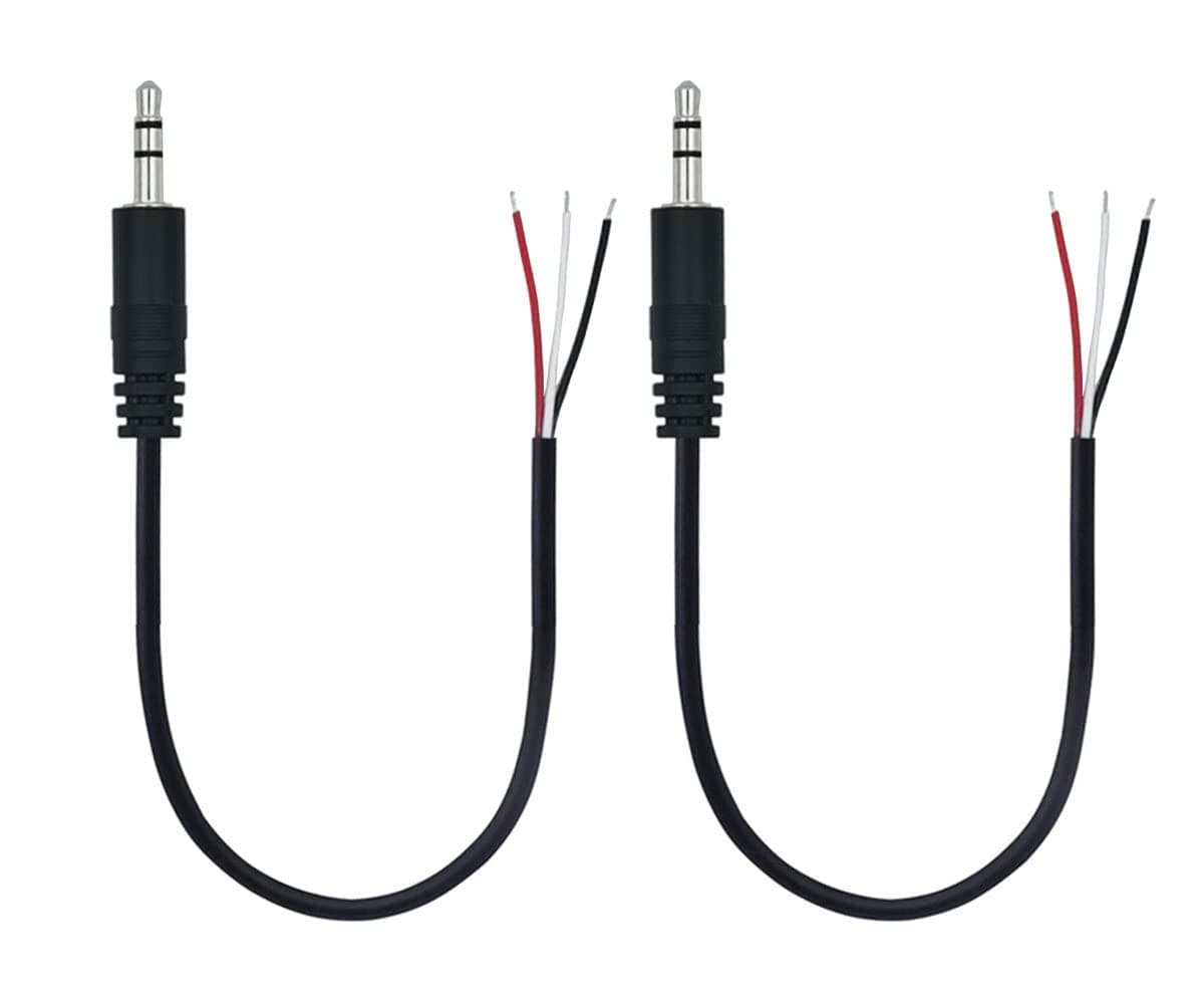 3.5mm Male Plug Jack Connector Replacement Repair, 3.5mm 1/8" 3 Pole to Bare Wire Audio Cable