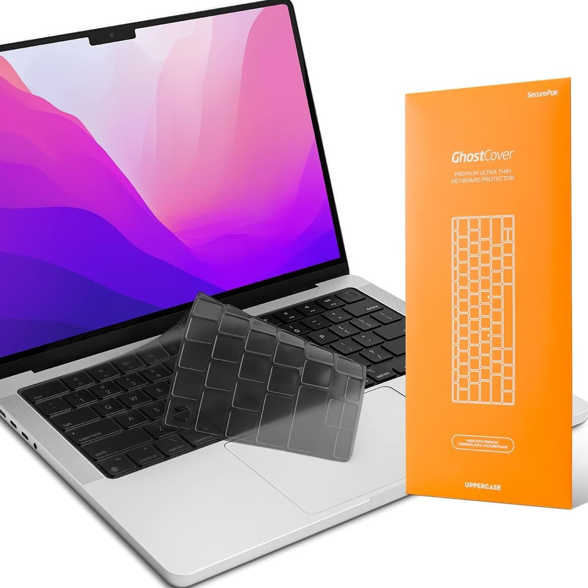 GhostCover Original Premium Ultra Thin Keyboard Cover Protector, Compatible with 2025 2024 2023 2022 2021 M5/M4/M3/M2/M1 Pro/Max MacBook Pro 14/16, M4-M2 MacBook Air 13/15, US ANSI Layout, Translucent