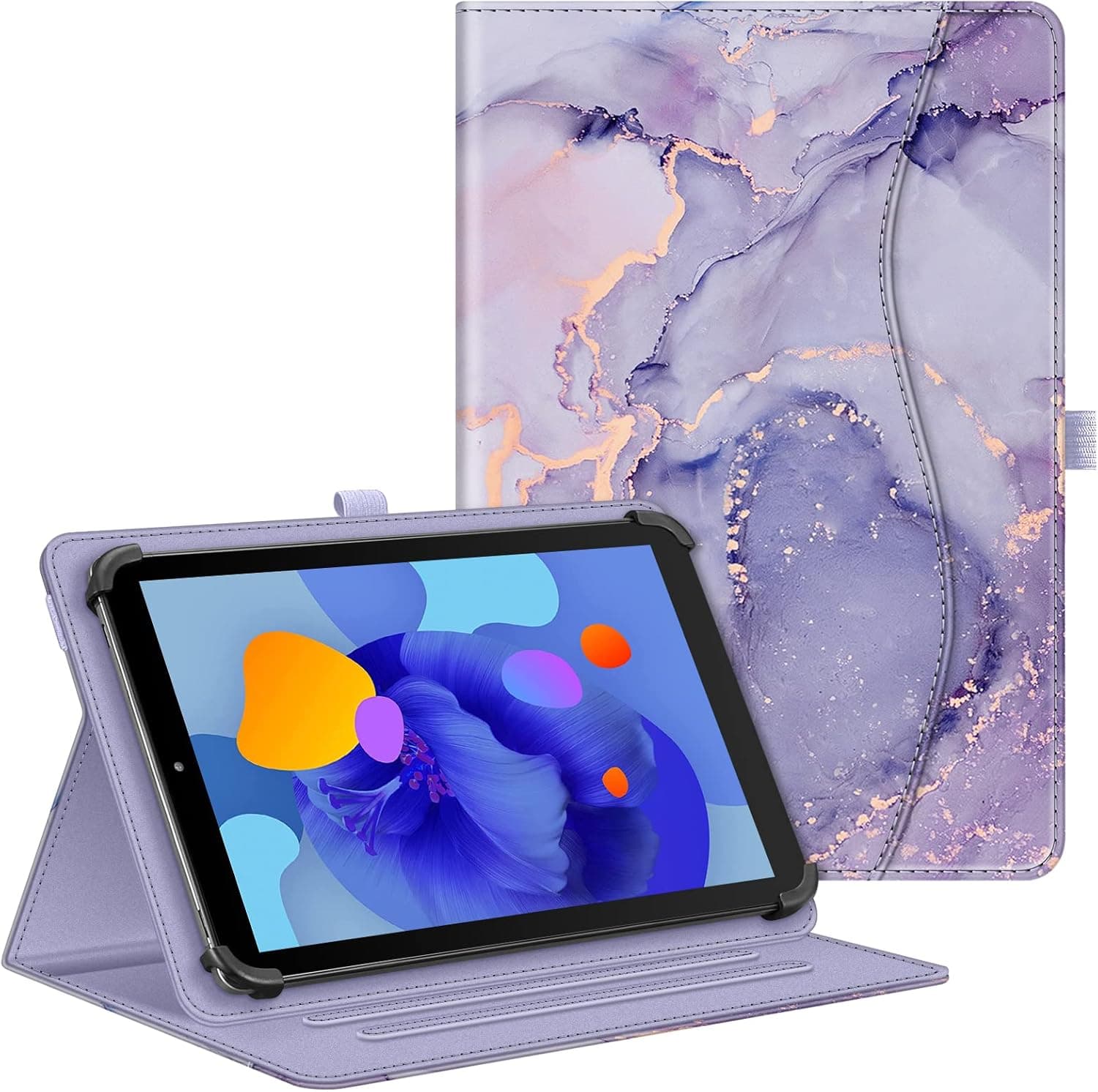 Fintie Universal Case for 9-11 inch Tablet - [Hands Free] Multi-Angle Viewing Stand Cover with Pocket for Urao C107, ECOPAD, Coopers CP10, ZZB ZB10, TECLAST and More 9" 10" 11" Tablet, Lilac Marble