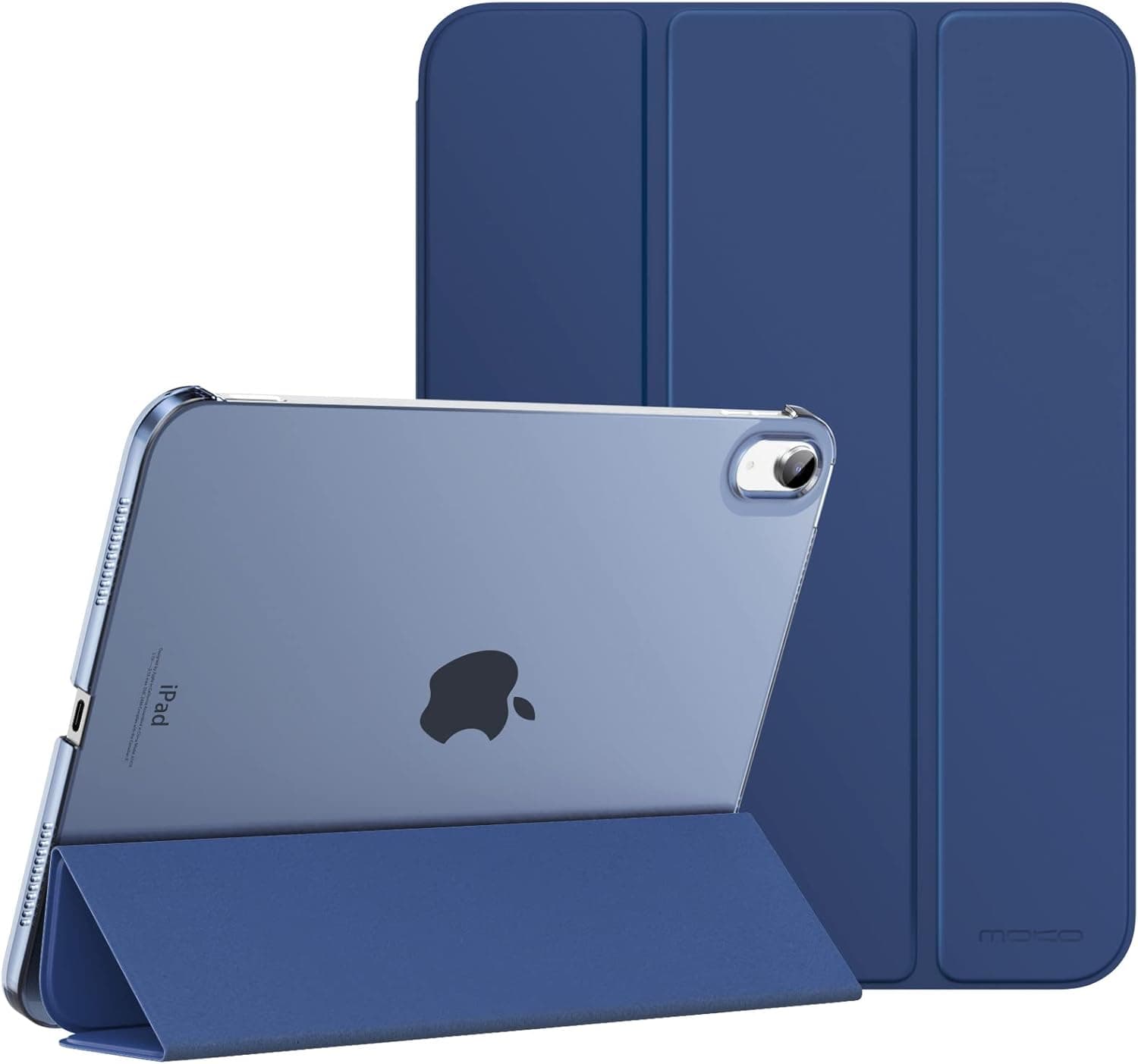 MoKo for iPad (A16) 11th Generation Case 11 Inch 2025, iPad 10th Generation Case 10.9 Inch 2022, Slim Stand Hard PC Translucent Back Shell Smart Cover, Support Touch ID, Auto Wake/Sleep, Navy Blue