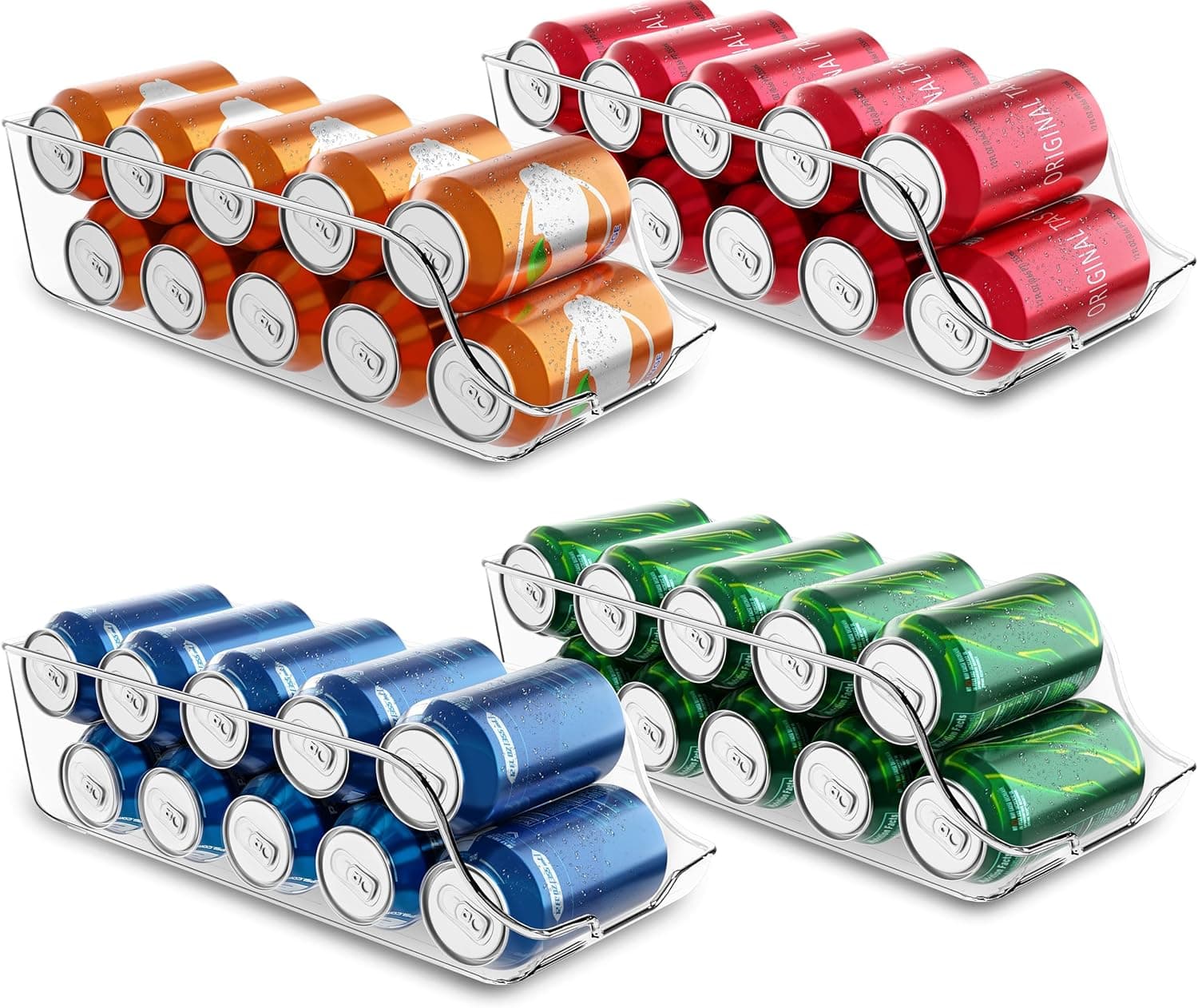 Utopia Kitchen Soda Can Organizer and Dispenser for Refrigerator/Pantry - Durable Can Storage Organizer Fridge & Kitchen Organization - (Clear, Set of 4)