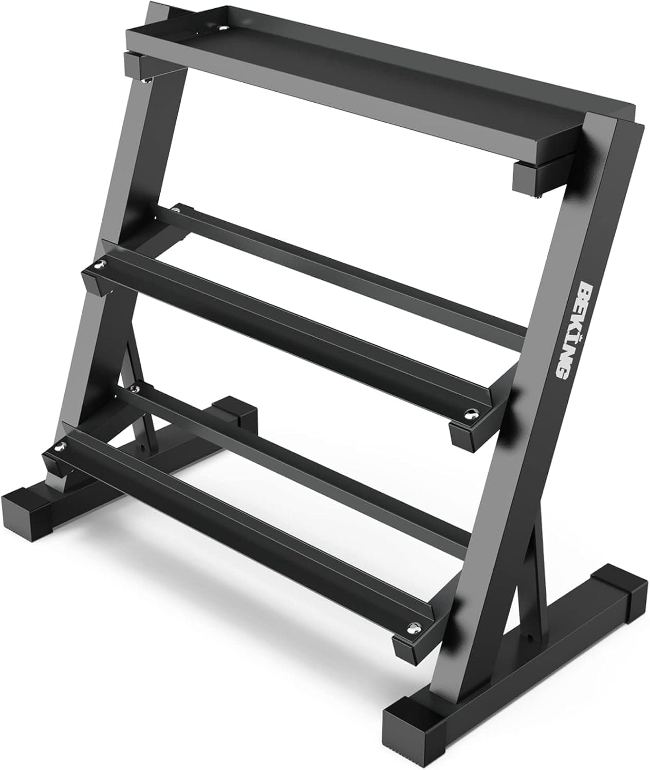 BEKING Dumbbell Rack, 3 Tier Weight Storage Rack for Dumbbells, Kettlebells, Multilevel Free Weight Organizer Stand for Home Gym Fitness, 1000-Pound Capacity