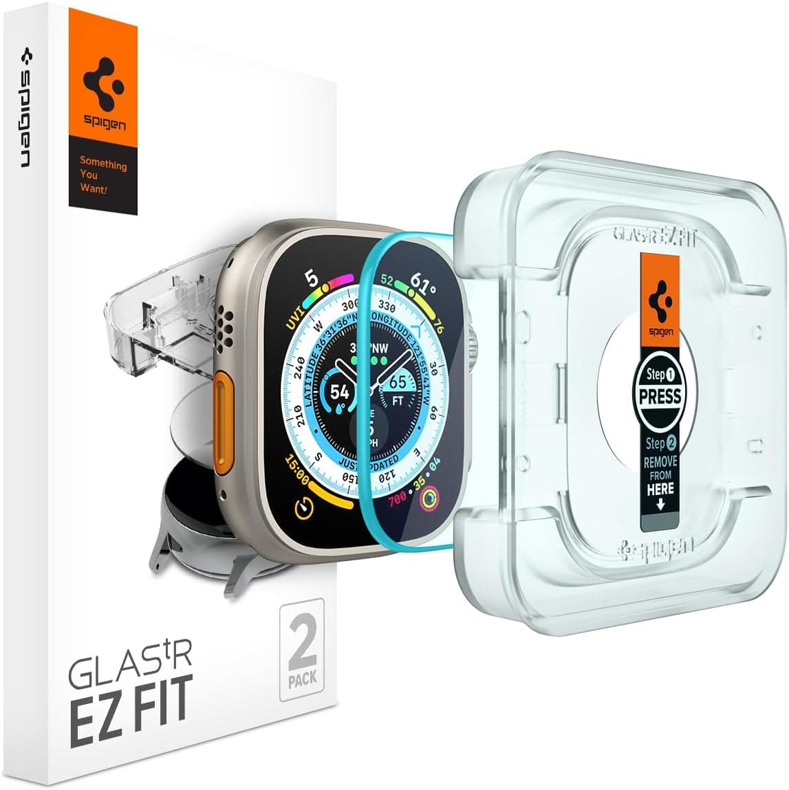 Spigen Tempered Glass Screen Protector [Glas.tR EZ Fit] designed for Apple Watch Ultra 3 / Ultra 2 / Ultra (49mm) - 2 Pack