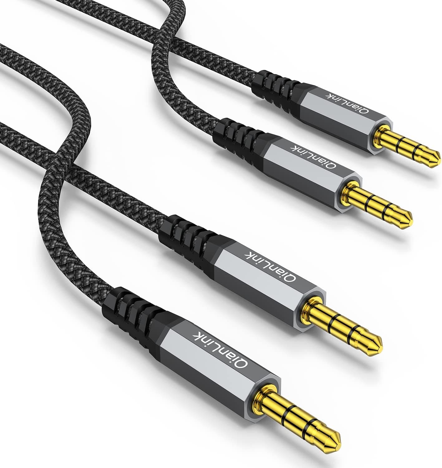 2 Pack AUX Cable, (6.6ft/2m, Hi-Fi Sound) 3.5mm TRS Auxiliary Audio Cable Nylon Braided Cord Compatible with Car,Home Stereos,Speaker,iPod iPad,Headphones,Sony,Echo Dot,Beats (Grey)