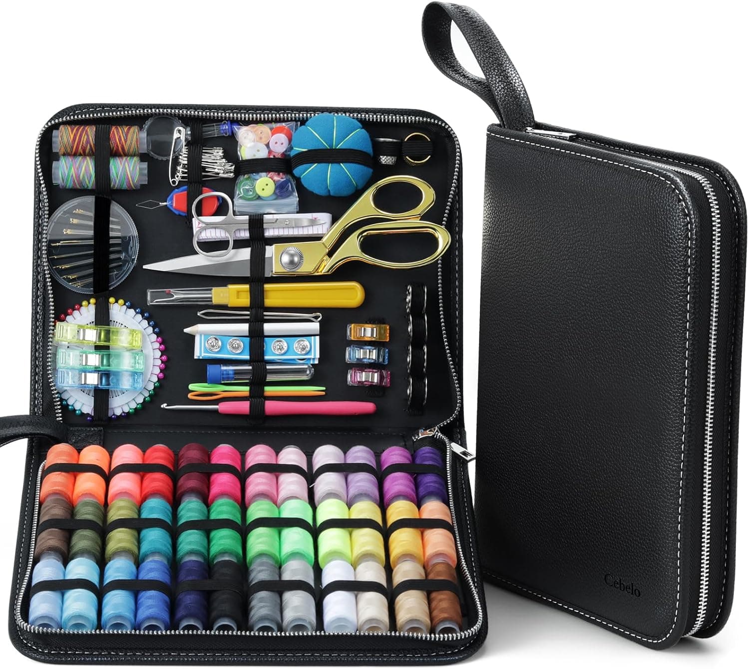 Cebelo Large Sewing Kit for Adults: 232Pcs Sewing Supplies for Hand Mending Clothes Emergency Repair for Home Travel Dorm - 2026 Christmas Gifts for Mom Grandma Students Beginner (Black)