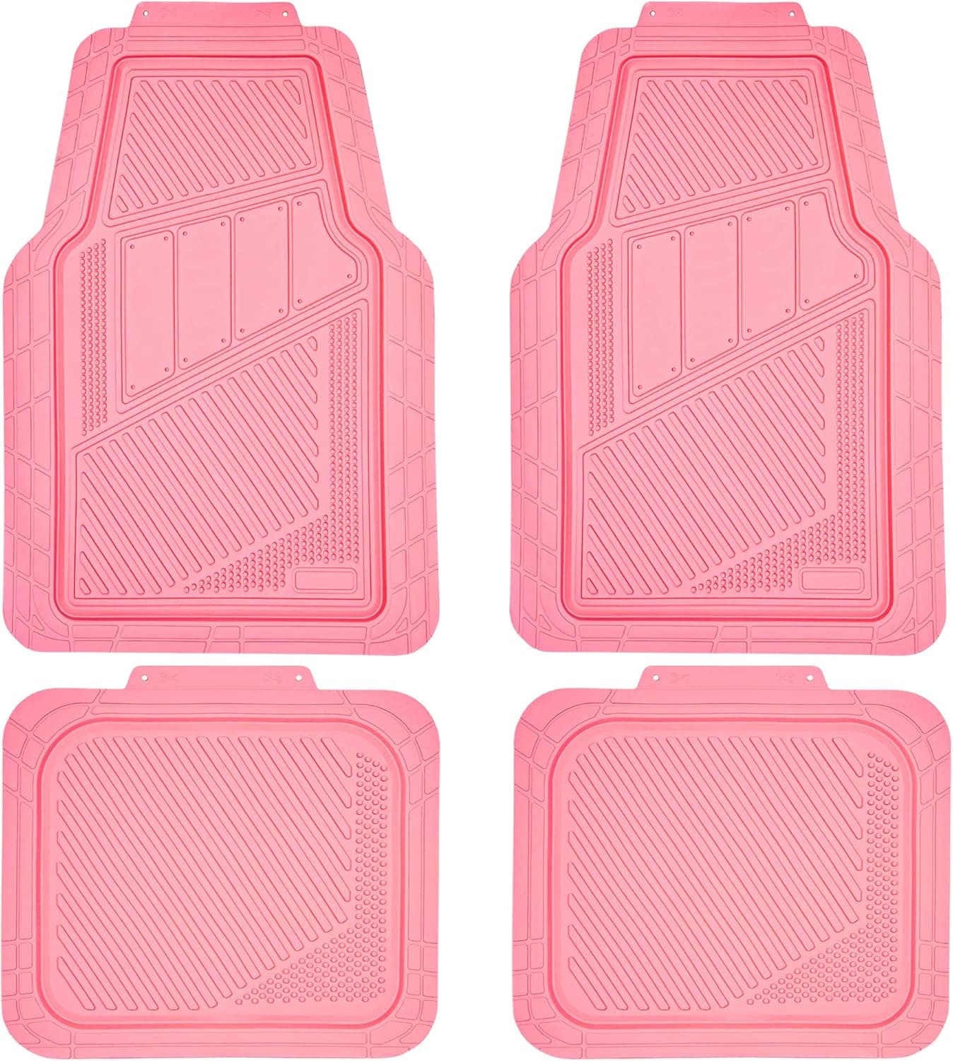 CAR PASS Heavy Duty Rubber Floor Mats 4-Piece,Pink Car Mats Full Sets Anti-Slip,Waterproof Universal Trim-to-Fit for Car SUV Truck, Durable All Weather Automotive Car Mats for Women,Girly(All Pink)