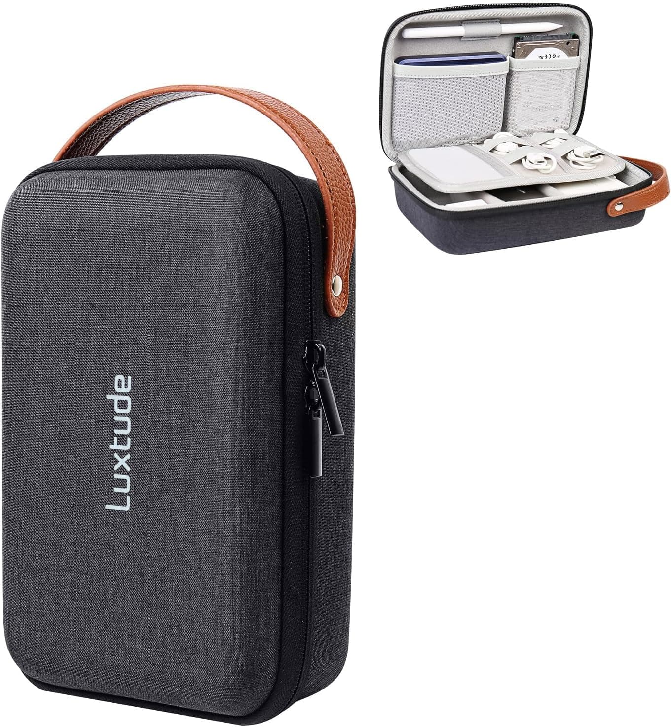 Luxtude Electronics Organizer Travel Case, Tech Organizers Travel Case, Hard Charger Organizers, Portable Cable Organizer, Travel Essentials for Charger/Mouse/Cash/Card/Pen, Tech Gifts