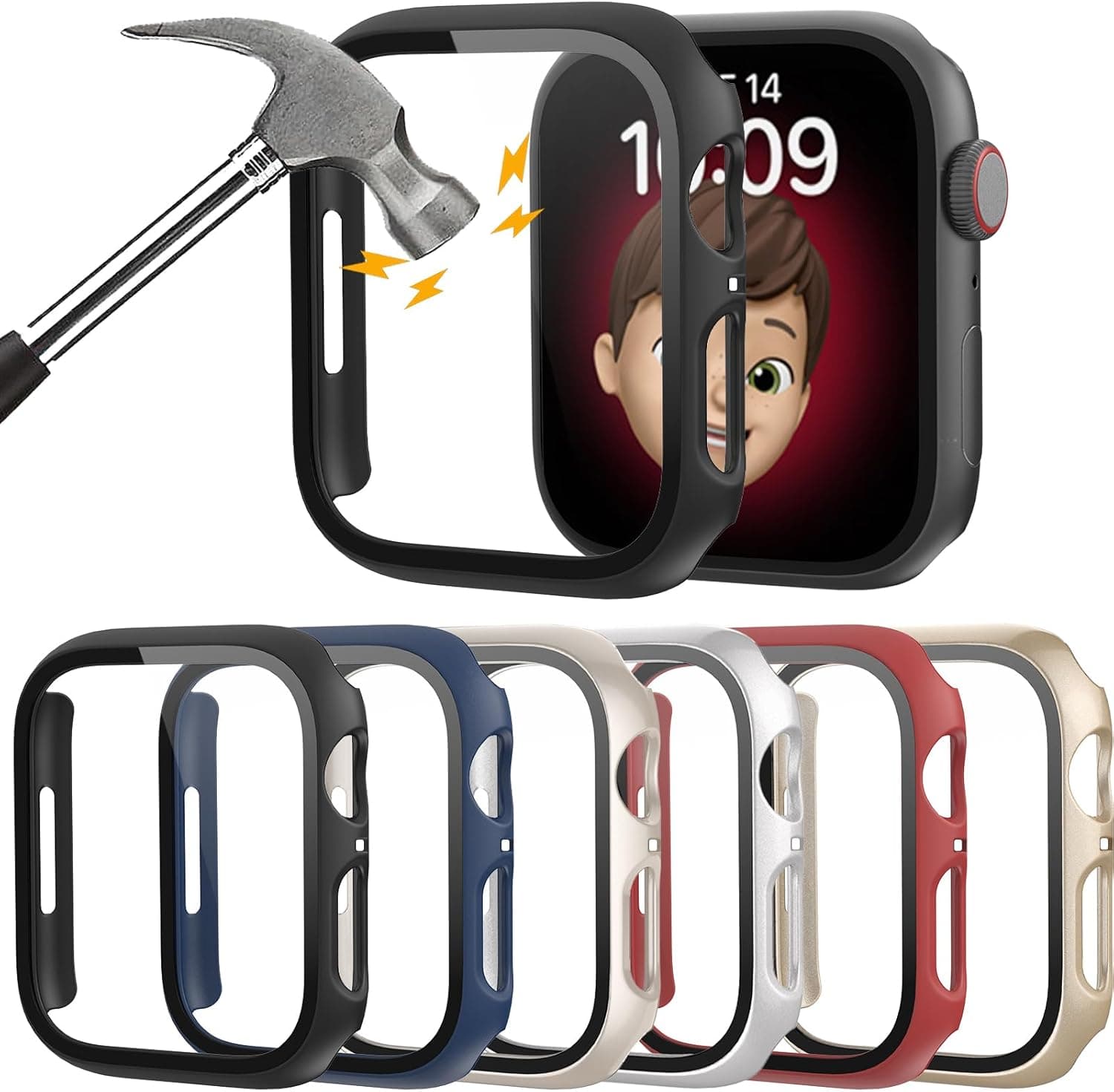 6 Pack Hard PC Case with Tempered Glass Screen Protector 44mm for Apple Watch SE 3/SE(2nd) Series 6/SE/5/4,Rontion Ultra-Thin Scratch Resistant Full Protective Bumper Cover for iWatch 44mm Accessorie