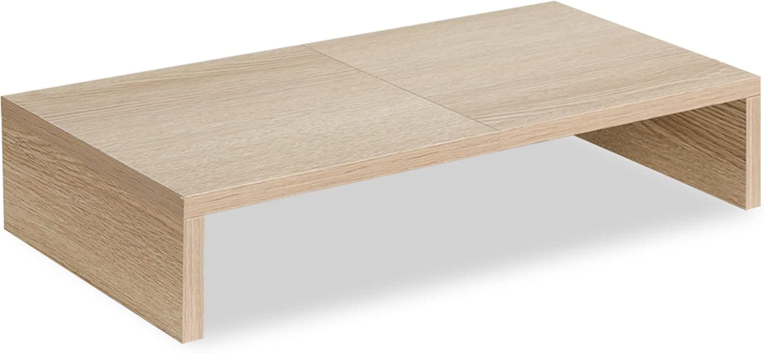 TEAMIX 20 Inch Wood Monitor Stand Riser, Wooden Desktop Stand for PC/TV/Laptop/Printer, Cozy Monitor Riser with Storage, Computer Stand Space-Saving