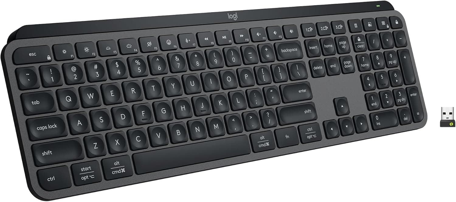 Logitech MX Keys S Wireless Keyboard, Low Profile, Fluid Precise Quiet Typing, Programmable Keys, Backlighting, Bluetooth, USB C Rechargeable, for Windows PC, Linux, Chrome, Mac - Graphite