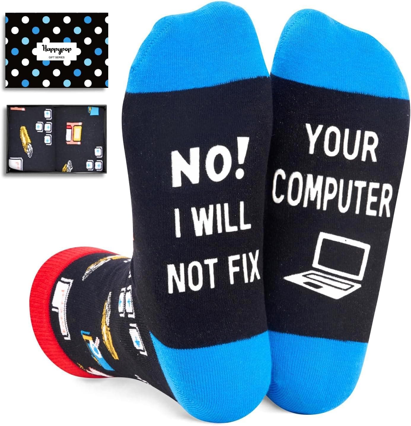 HAPPYPOP Gifts for Geek Chef - Funny Socks for Bus Driver Police Fireman Men Women