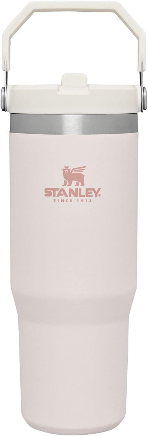 STANLEY IceFlow Flip Straw Tumbler with Handle 30 oz | Twist On Lid and Flip Up Straw | Leak Resistant Water Bottle | Insulated Stainless Steel |BPA-Free | Rose Quartz