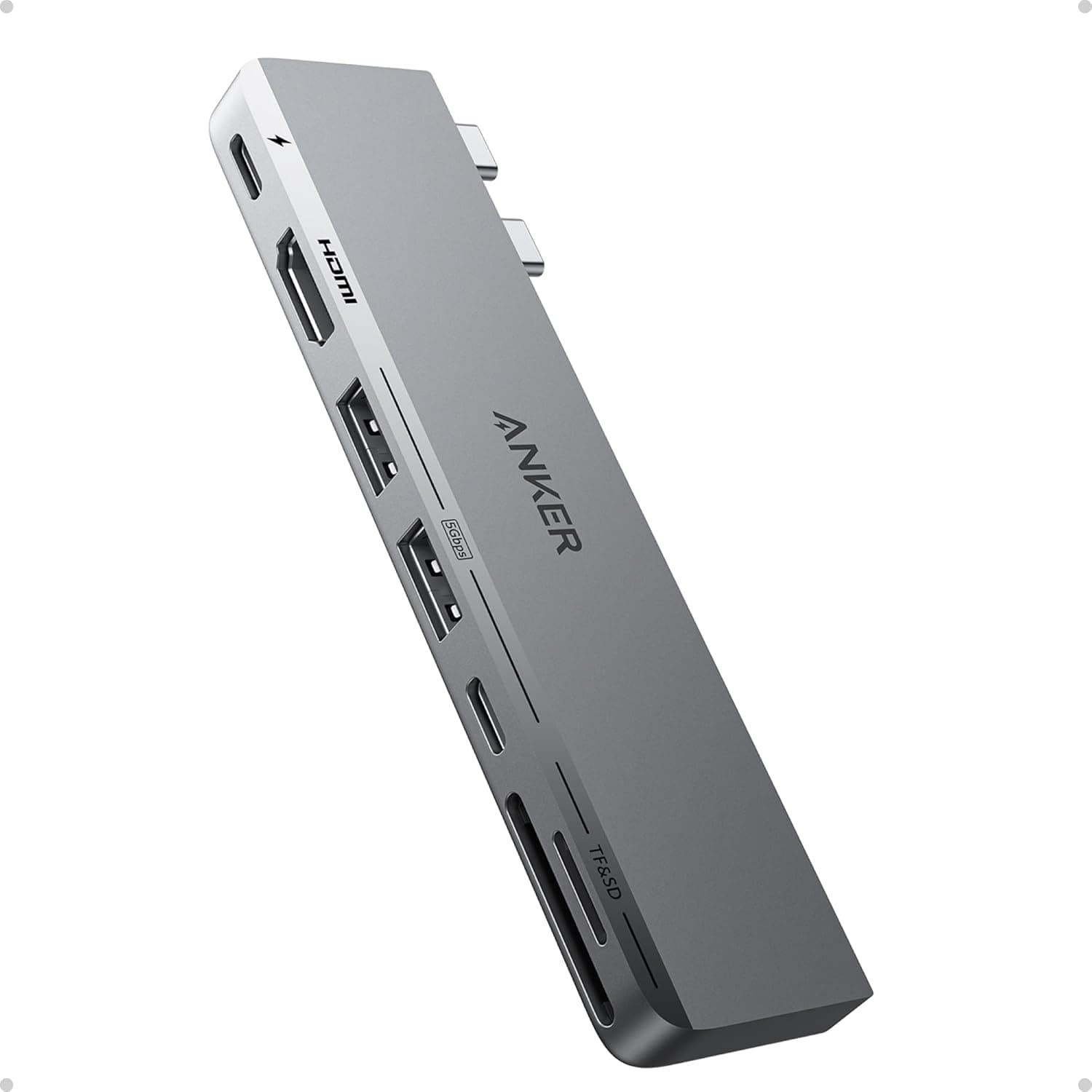 Anker USB C Hub for MacBook, 7-in-2 with 4K@60Hz HDMI, Compatible with Thunderbolt 4, 1 Type C and 2 USB A Data Ports for MacBookPro 13 Inch, MacBookAir M1 / M2, and More