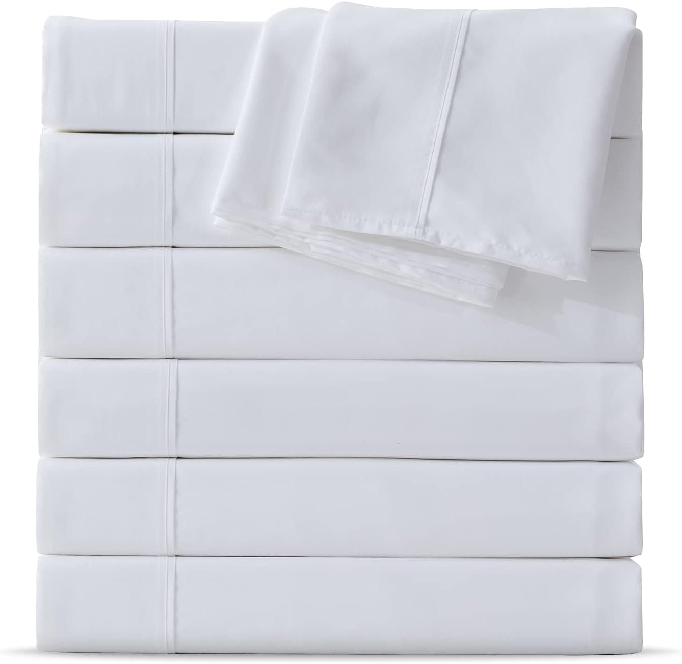 Maple&Stone Twin Flat Sheet 6 Pack,Premium Soft & Breathable,Brushed Microfiber Fabric,Anti-Shrinkage & Non-Fading,Bulk Flat Sheets Only Twin Size (White)