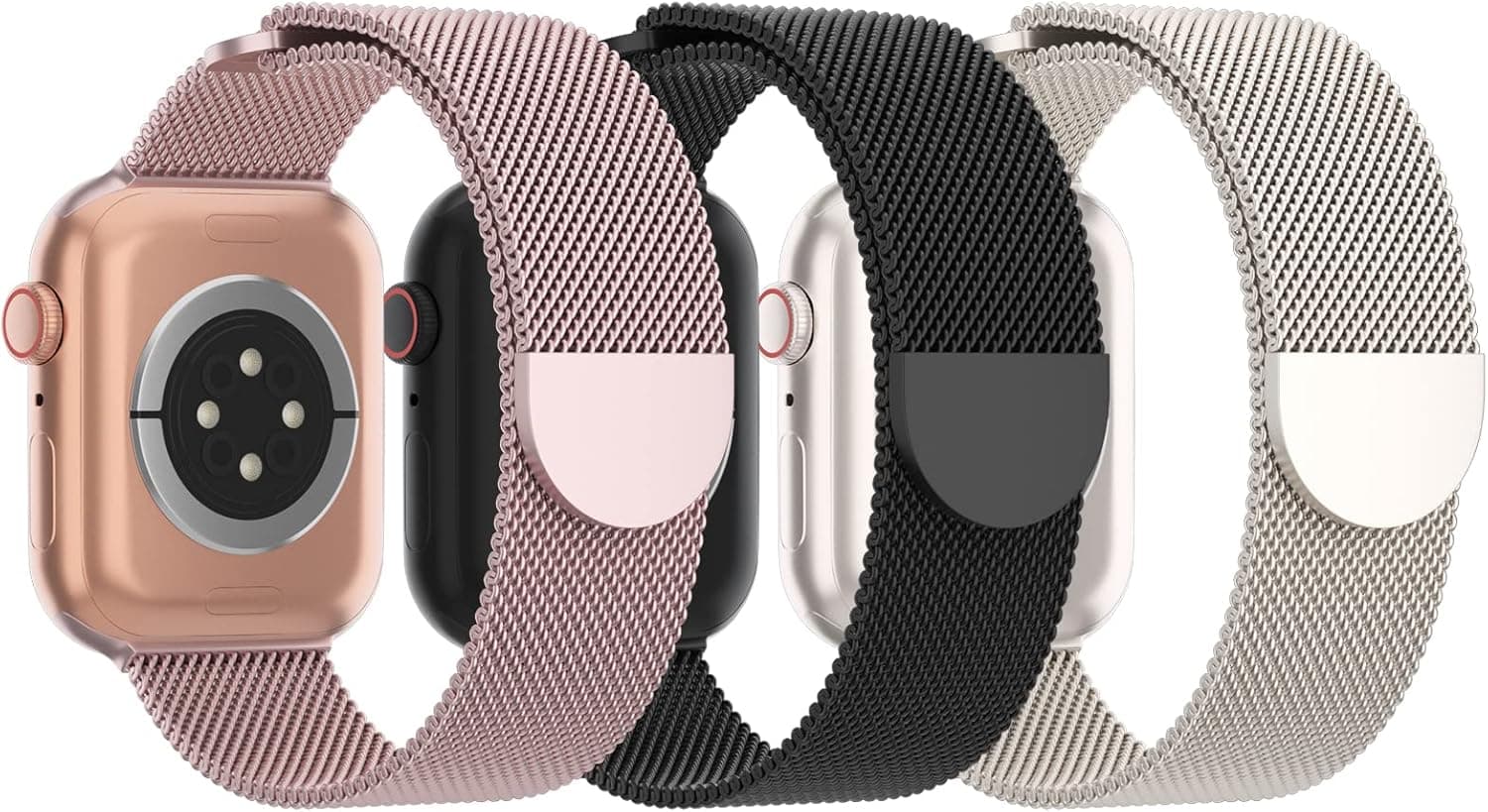 3 Pack Mesh Metal Band Compatible with Apple Watch Band 38mm 40mm 41mm 42mm 44mm 45mm 46mm 49mm, Stainless Steel Magnetic Loop Strap for iWatch Ultra 3 2 1 Series 11/10/9/8/SE/7/6/5/4/3 Men Women