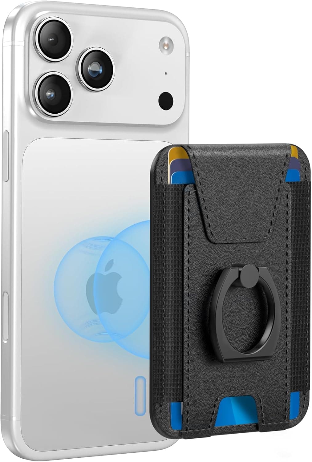 For Magsafe Wallet with Grip, 6-Card Holder, Stronger Magnetic Card Wallet Holder for iPhone 17/16/15, iPhone 14/13/12 Series, Leather Magnetic Phone Wallet with Privacy Flap, RFID Blocking, Black