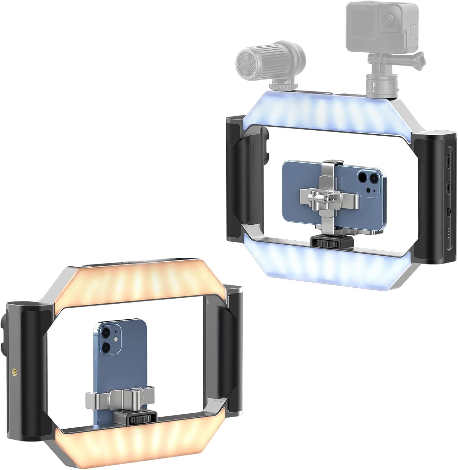 ULANZI Smartphone Video Rig with Light, U-Rig Light Cell Phone Handheld Stabilizer with Ring Light 2500K-9000K CRI 90+ for Filmmaking Live Steam YouTube Video Recording, with 5000mAh Build-in Battery