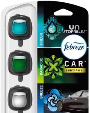 Febreze Car Air Freshener Vent Clips, Car Freshener, Unstopables Scents Variety Pack, .07 oz. Car Vent Clip, 3-Count, Car Air Fresheners