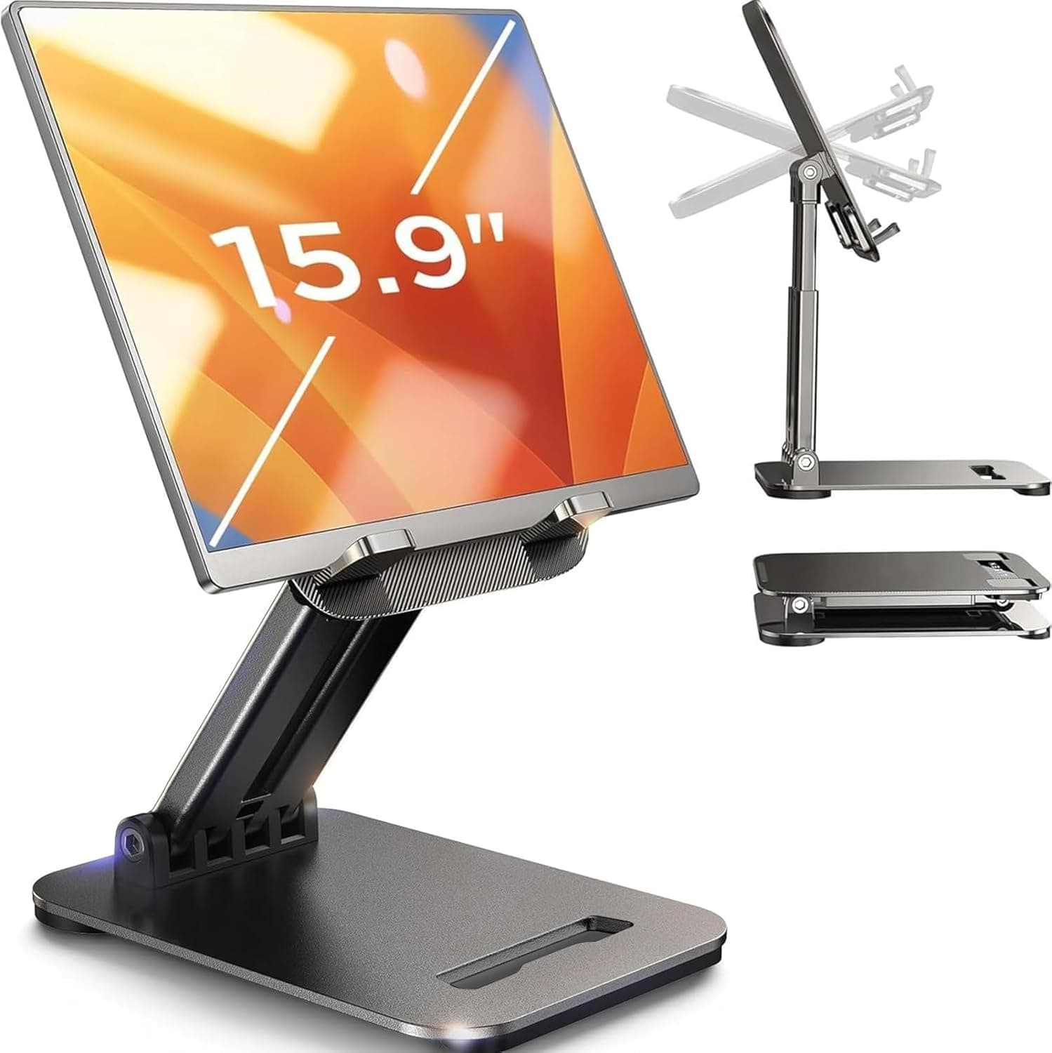 LISEN for iPad Stand Tablet Holder for Desk- Foldable Office Gifts for Men Women Desk Accessories, Home Office Gadgets Essentials Portable Monitor Stand for iPad a16 Accessories Kindle Fire 4-15.9"