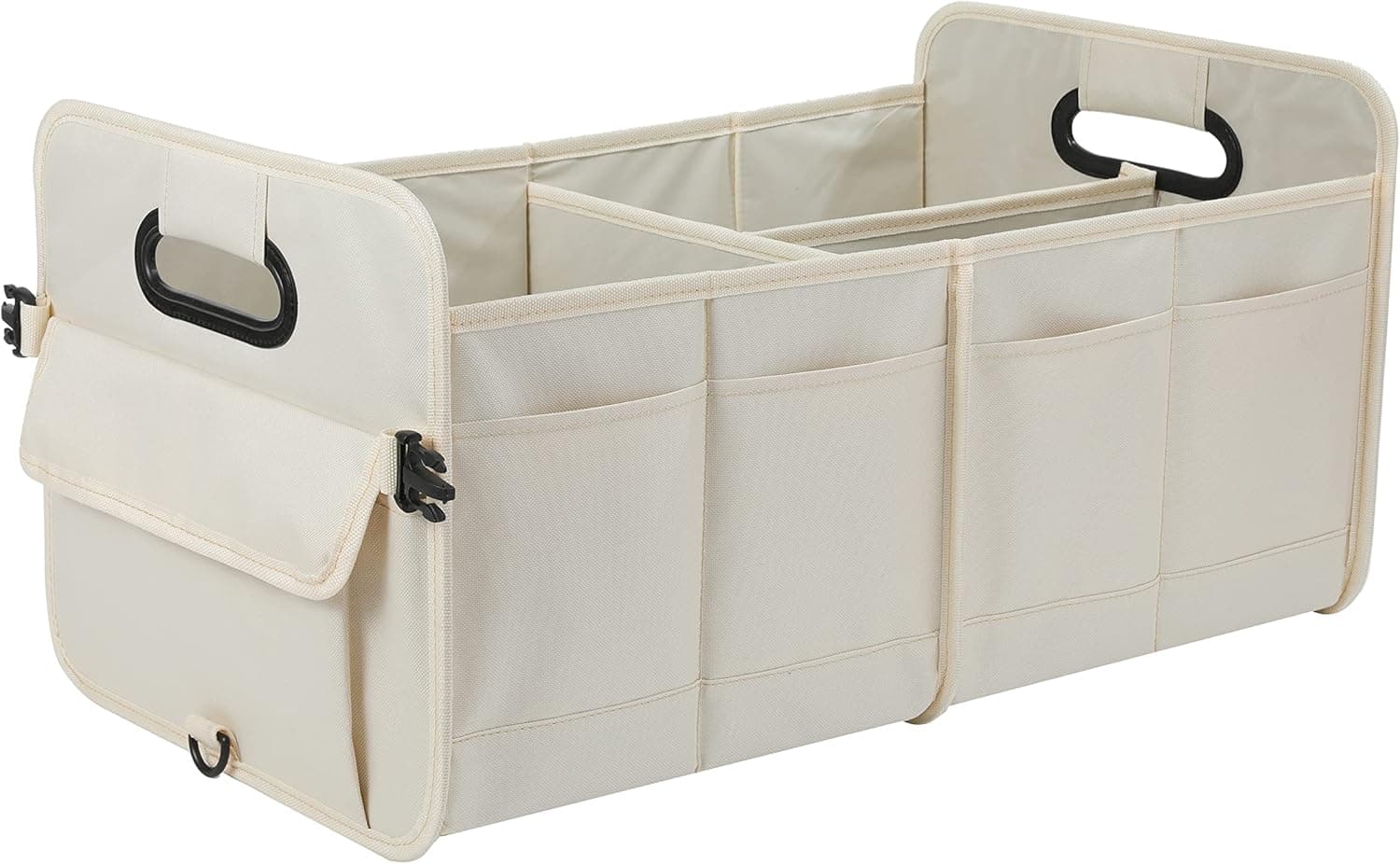 Car Trunk Organizer Car Storage Organizer Collapsible Multi Compartment Car Organizer Adjustable Straps for SUV(Beige)