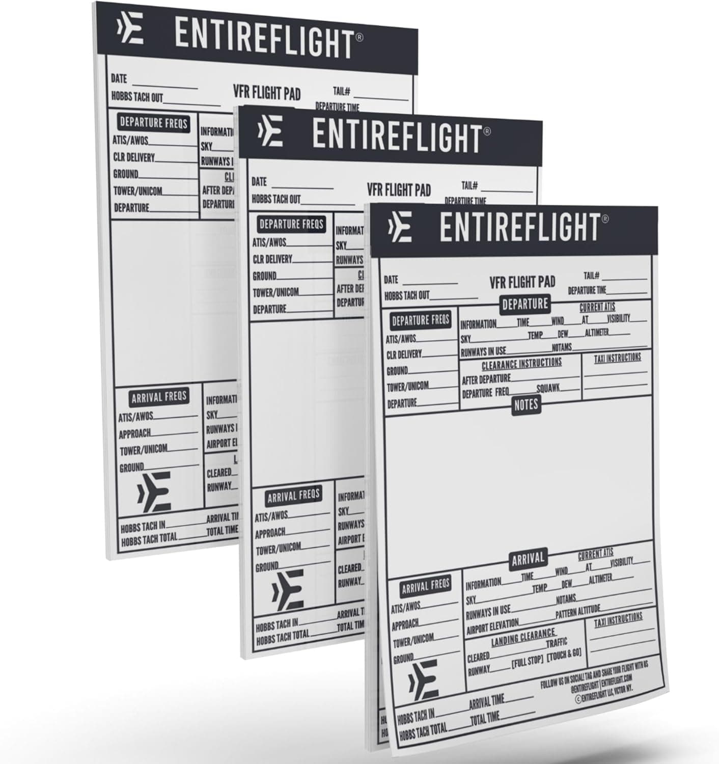 EntireFlight VFR Notepad for Pilot kneeboard - Accessories for Flight Bag | Great Addition to The Aviation Knee Board | Great Pilot Gifts for Students & CFIs