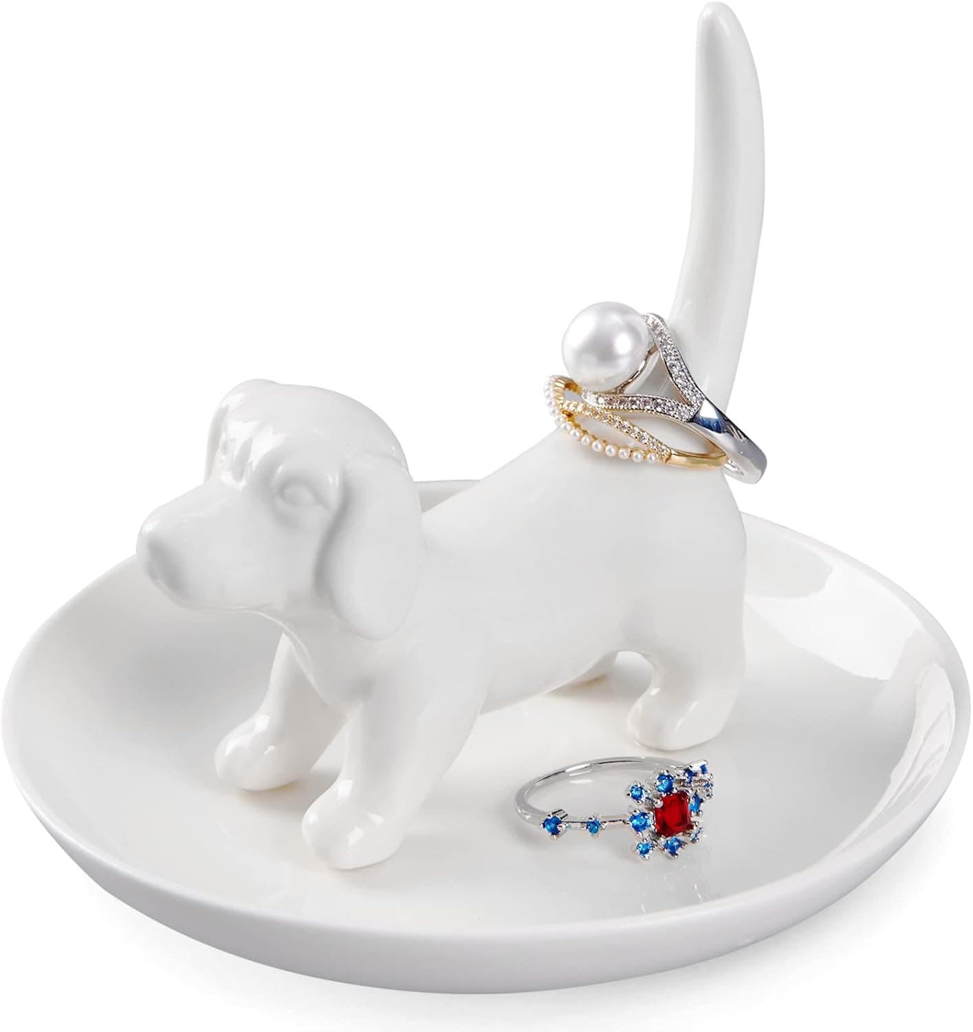 Dog Mom Gifts for Women - Dog Ring Holder Jewelry Dish Tray, Ring Stand for Ring Organizer, Funny Dog Themed Gifts for Dog Lovers, Dog Mom, Birthday Valentine's Xmas Gifts for Women