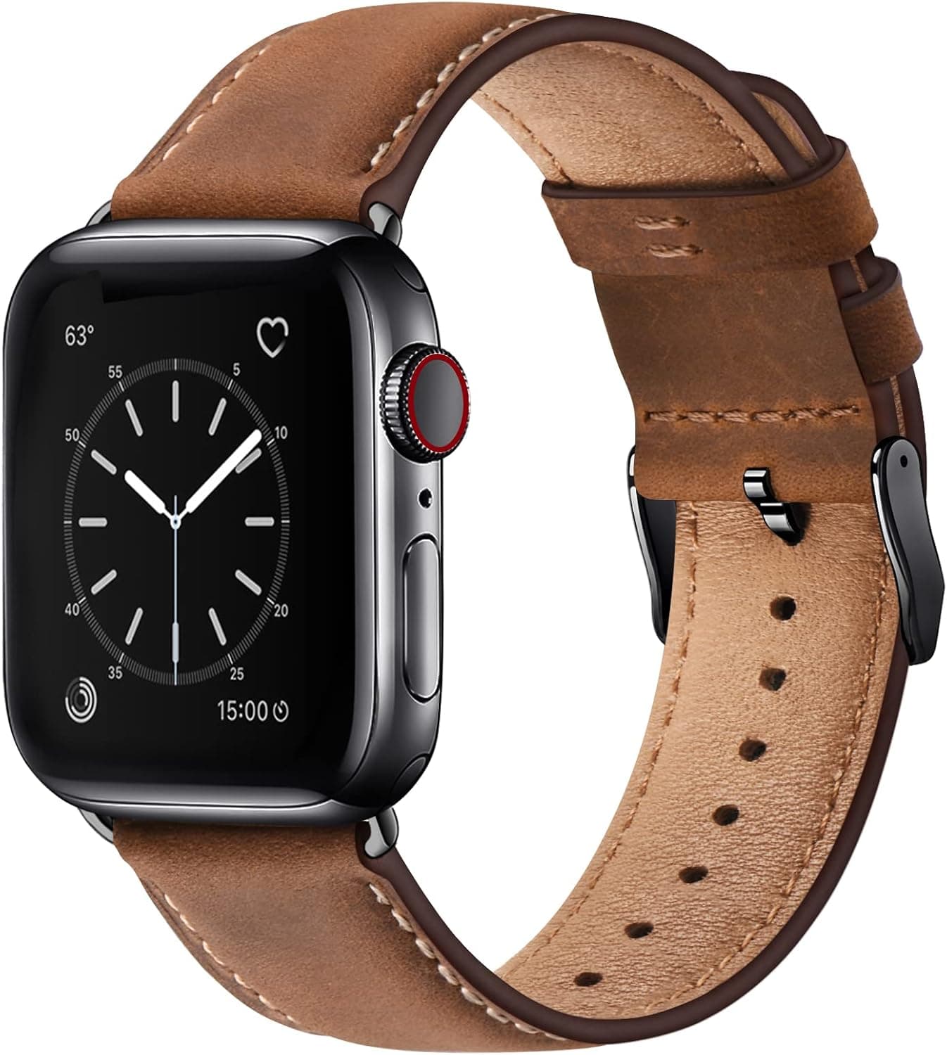 SUNFWR Leather Bands Compatible with Apple Watch Band 42mm(Series 3 2 1) 44mm 45mm 46mm 49mm for Men Women, Top Grain Genuine Leather Replacement Strap for iWatch Ultra 3 2 1, SE3 2 1, Series 11 10 9 8 7 6 5 4 3 2 1