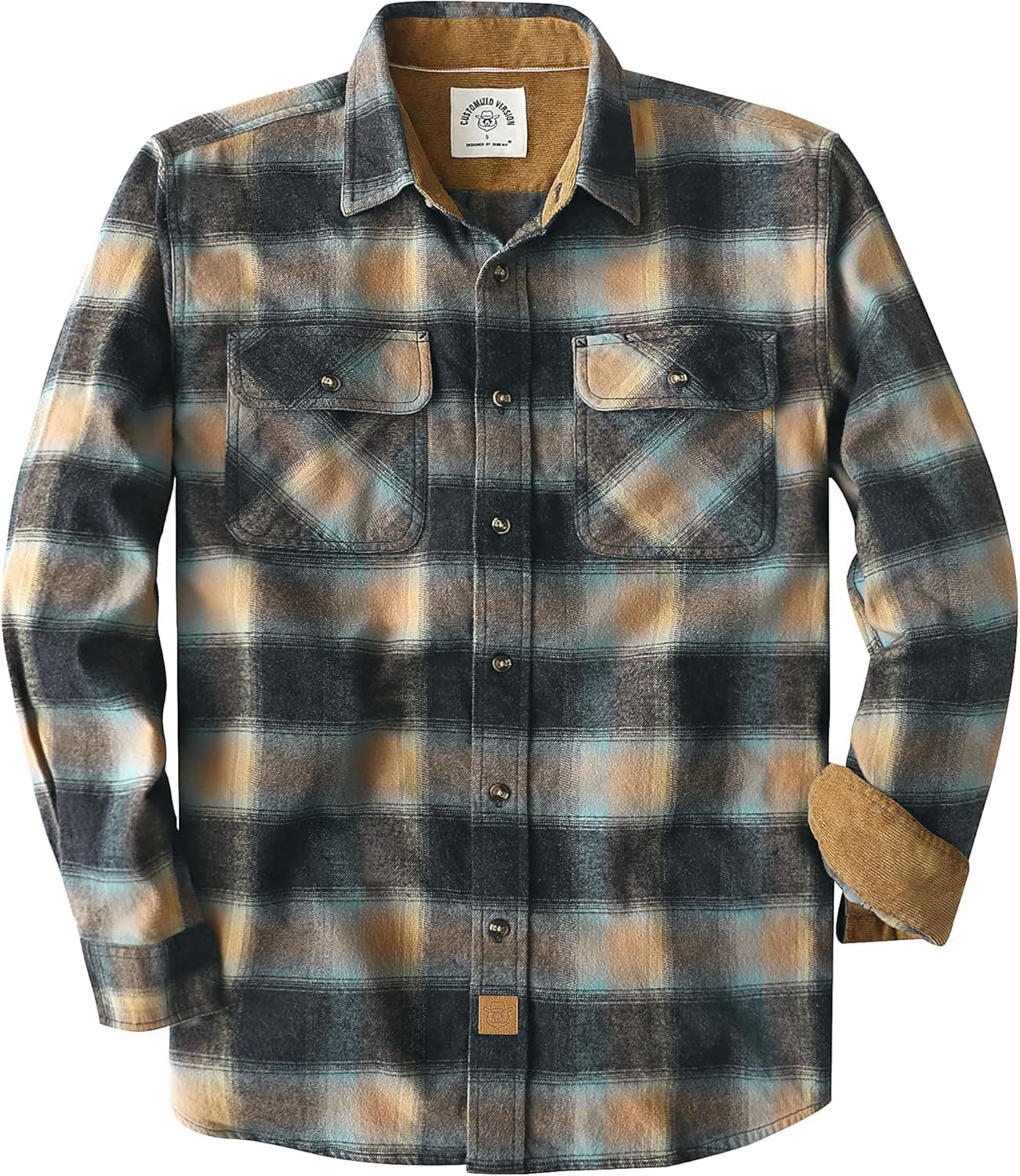 Dubinik® Mens Flannel Shirt Long Sleeve Button Down Plaid All Cotton Soft Brushed Flannel Shirt for Men Utility Casual Shirt