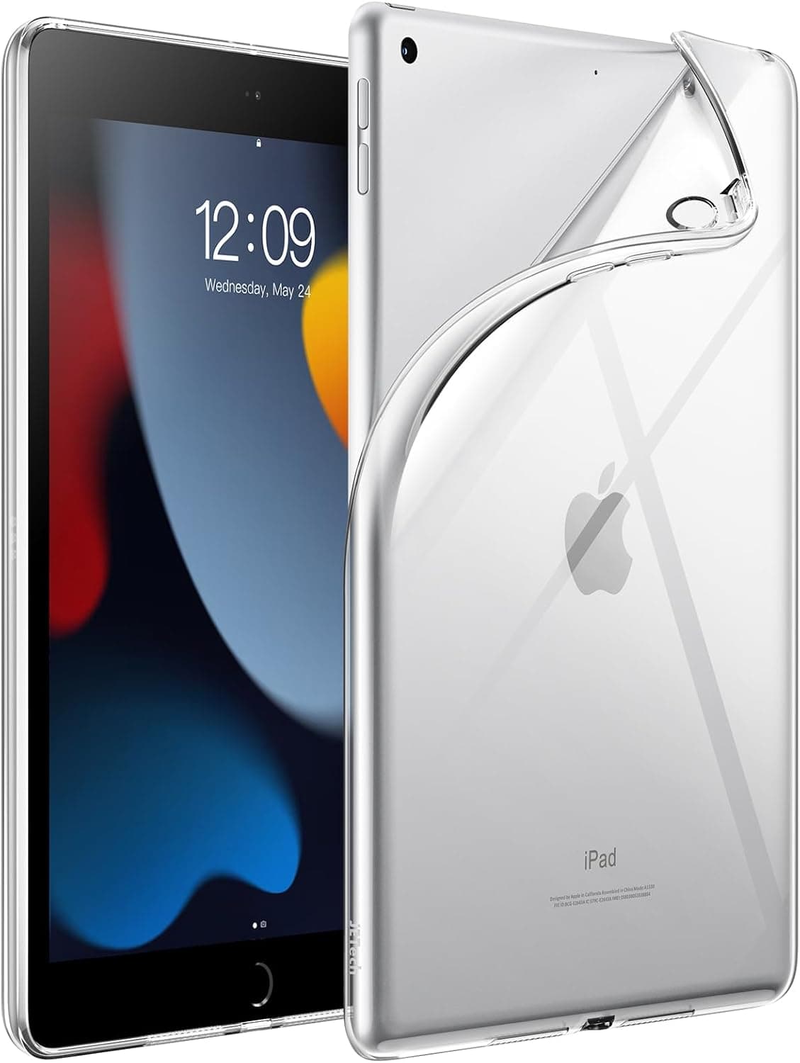 JETech Case for iPad 9/8/7 (10.2-Inch, 2021/2020/2019 Model, 9th/8th/7th Generation), Soft TPU Transparent Slim Shockproof Tablet Cover (Clear)