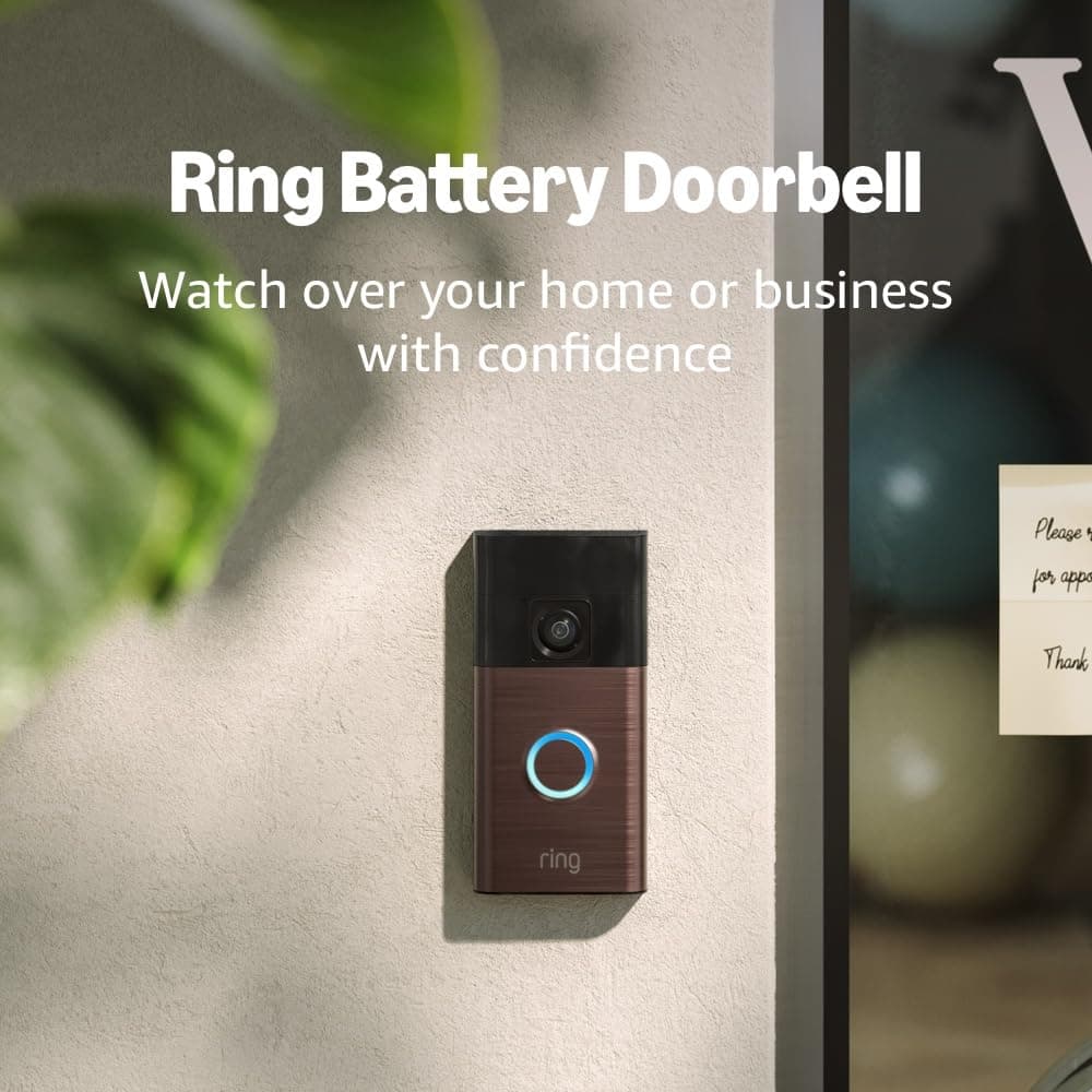 Ring Battery Doorbell (newest model), Home or business security with Head-to-Toe video, Live View with Two-Way Talk, and Motion Detection & Alerts, Venetian Bronze