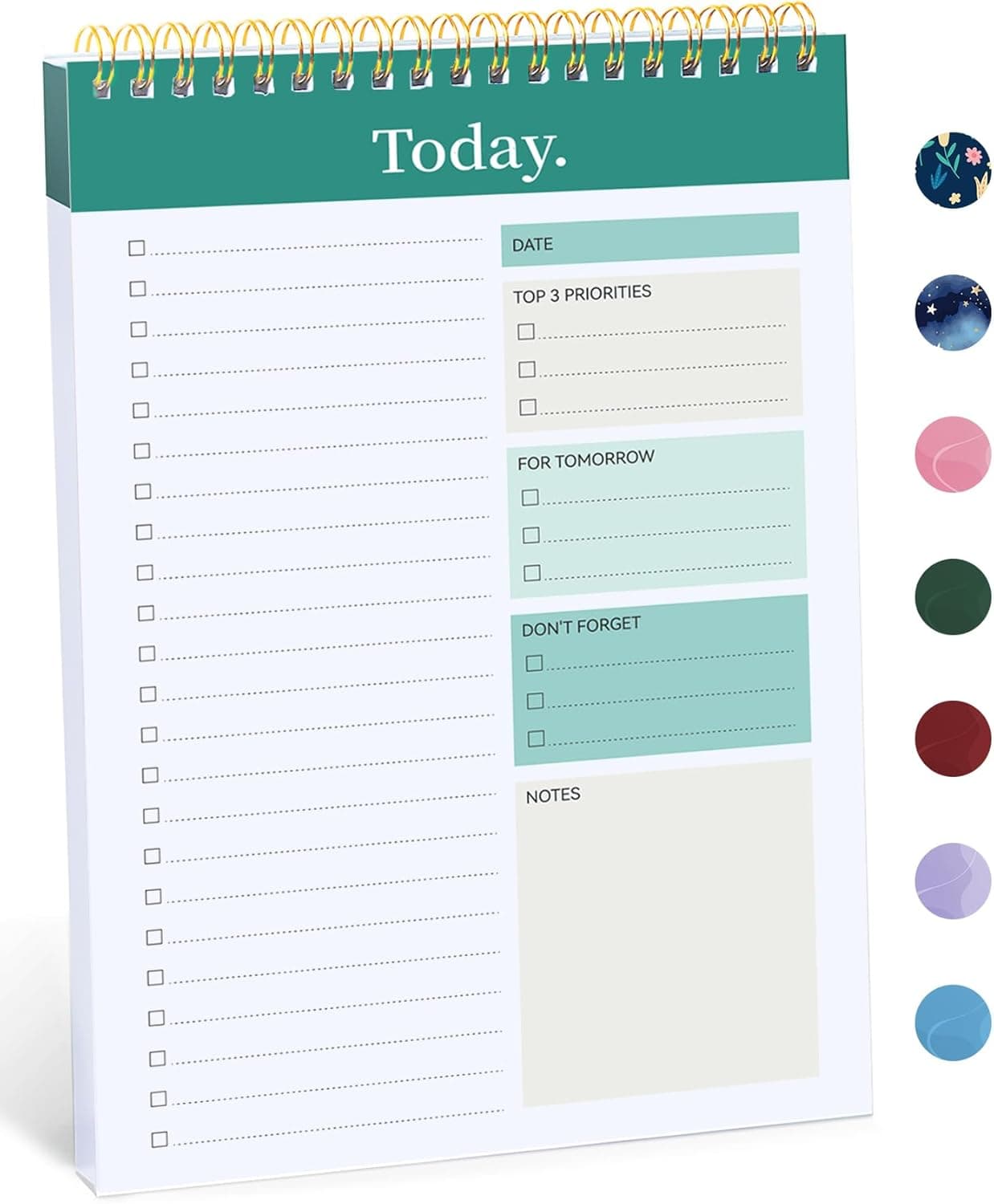 Taja To Do List Notepad - To Do List Notebook for Work with 52 Sheets, 9.8" x 6.5", Undated Daily Planner Perfect for Daily Tasks and Goal Setting, Notepad Suitable for Office, Home & School - Greenery Sway