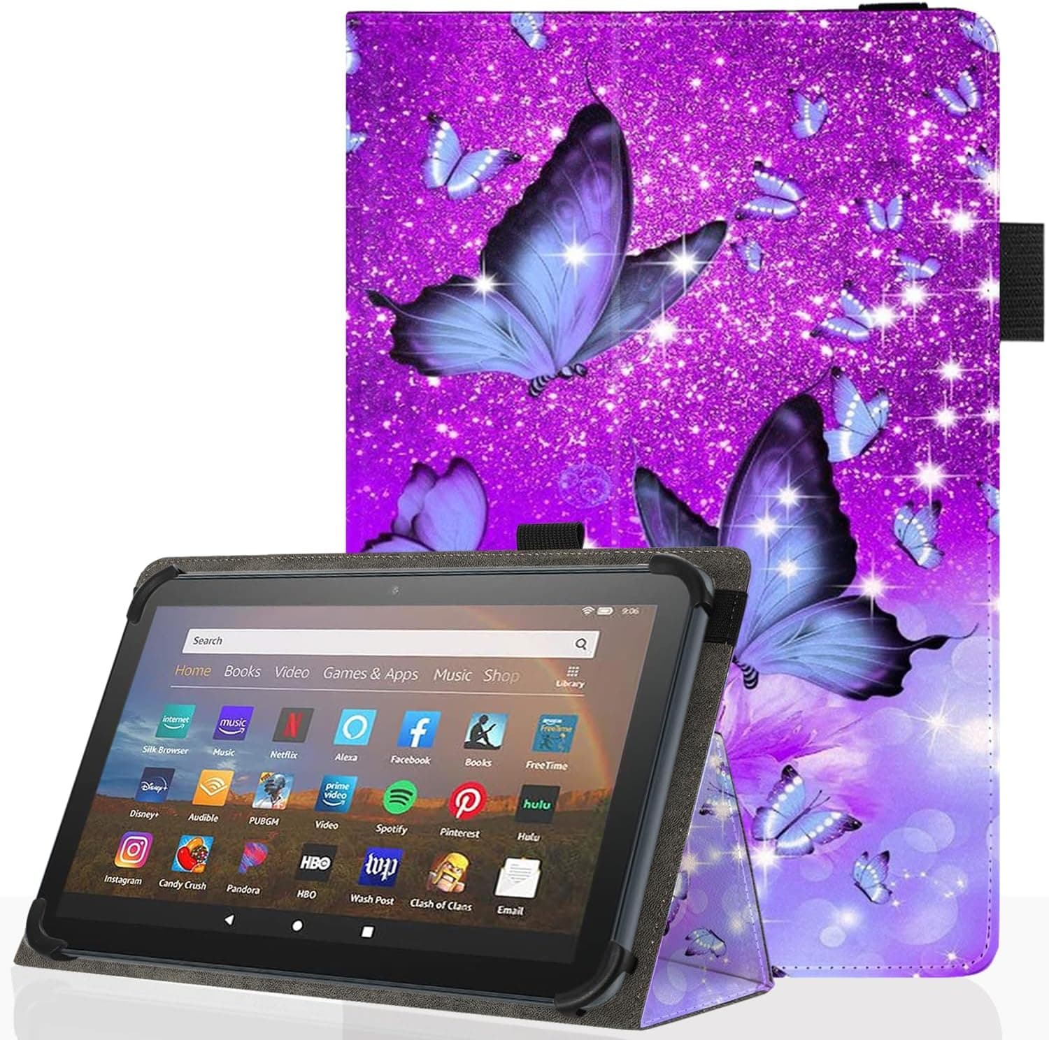 Universal 10 10.1 Inch Android Tablet Case,Slim Folding Stand Cover for All 9"-10.5" Touchscreen Tablet Case with Stylus Pen Holder,Butterfly 01